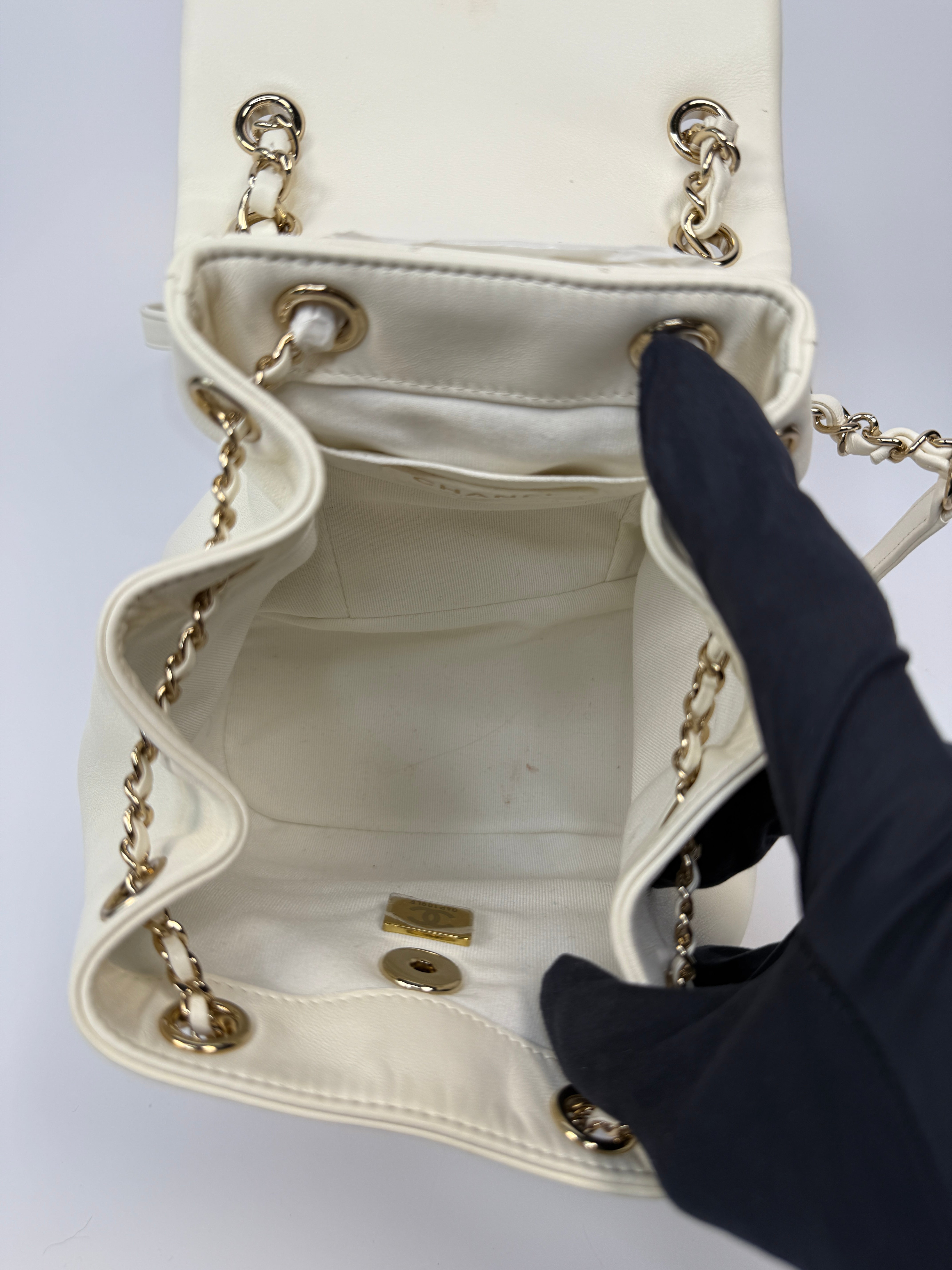 Chanel Duma Backpack In White Calfskin Leather With PGHW