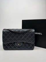 Chanel Jumbo Gunmetal Metallic Calfskin Leather With RHW