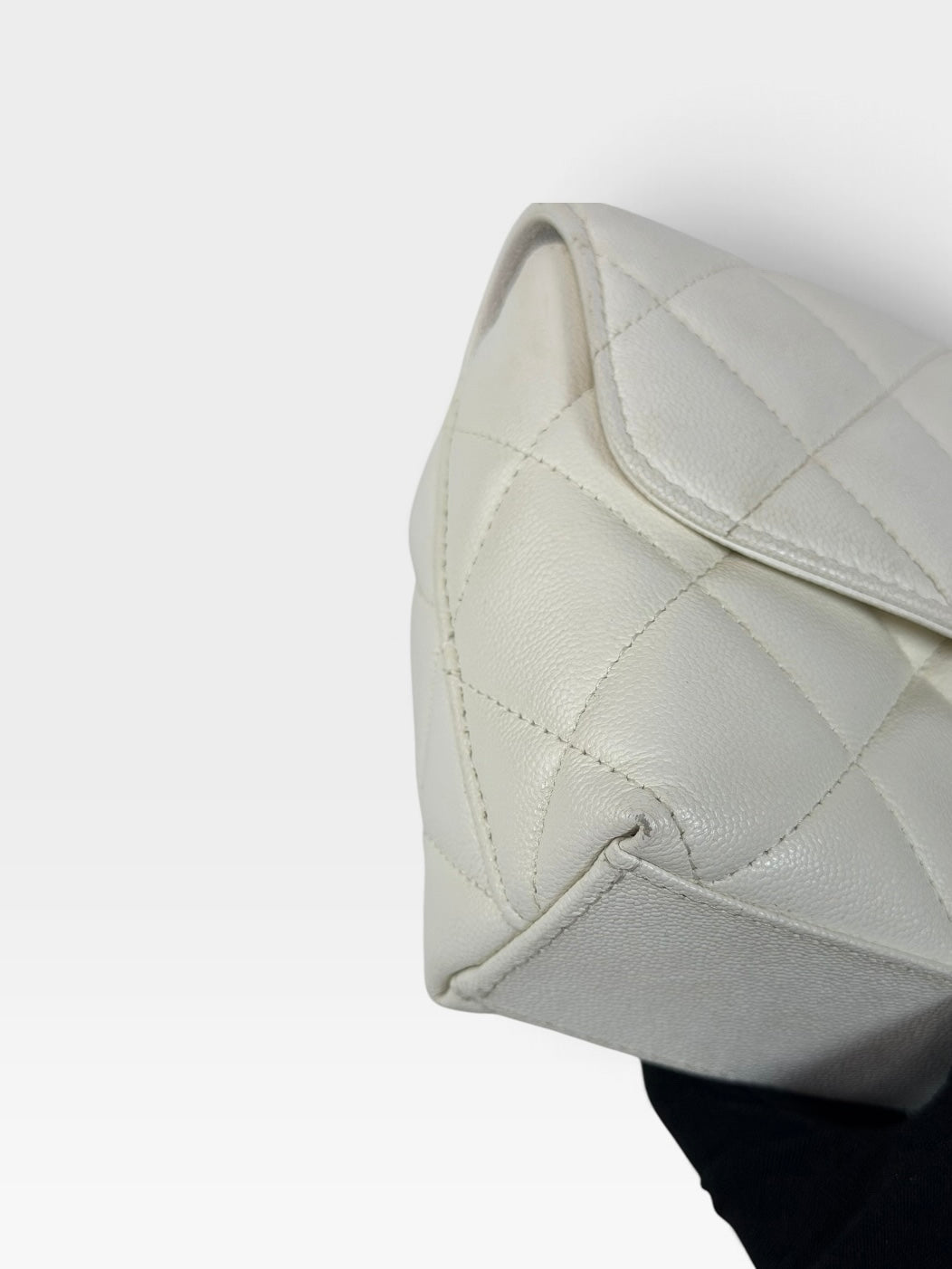 Chanel Mini Flap In White Caviar Leather With Gold Hardware 100% authentic and preloved in excellent condition