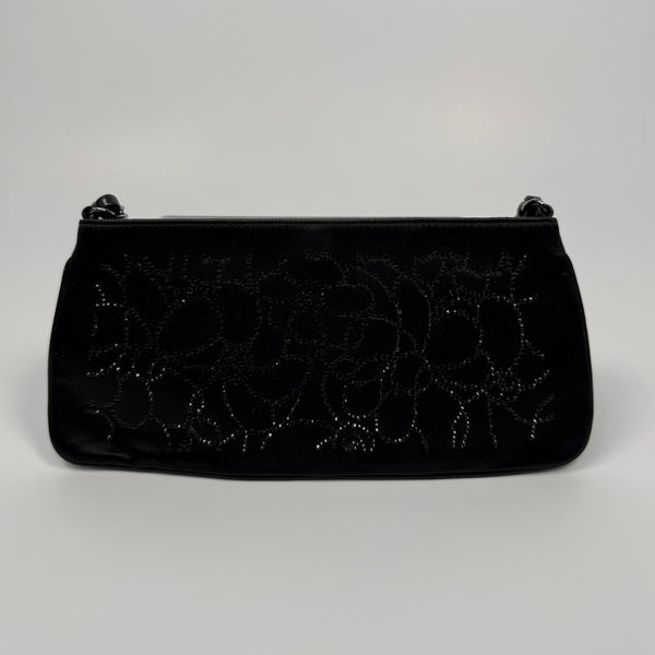Chanel Satin Crystal Camellia Evening Bag