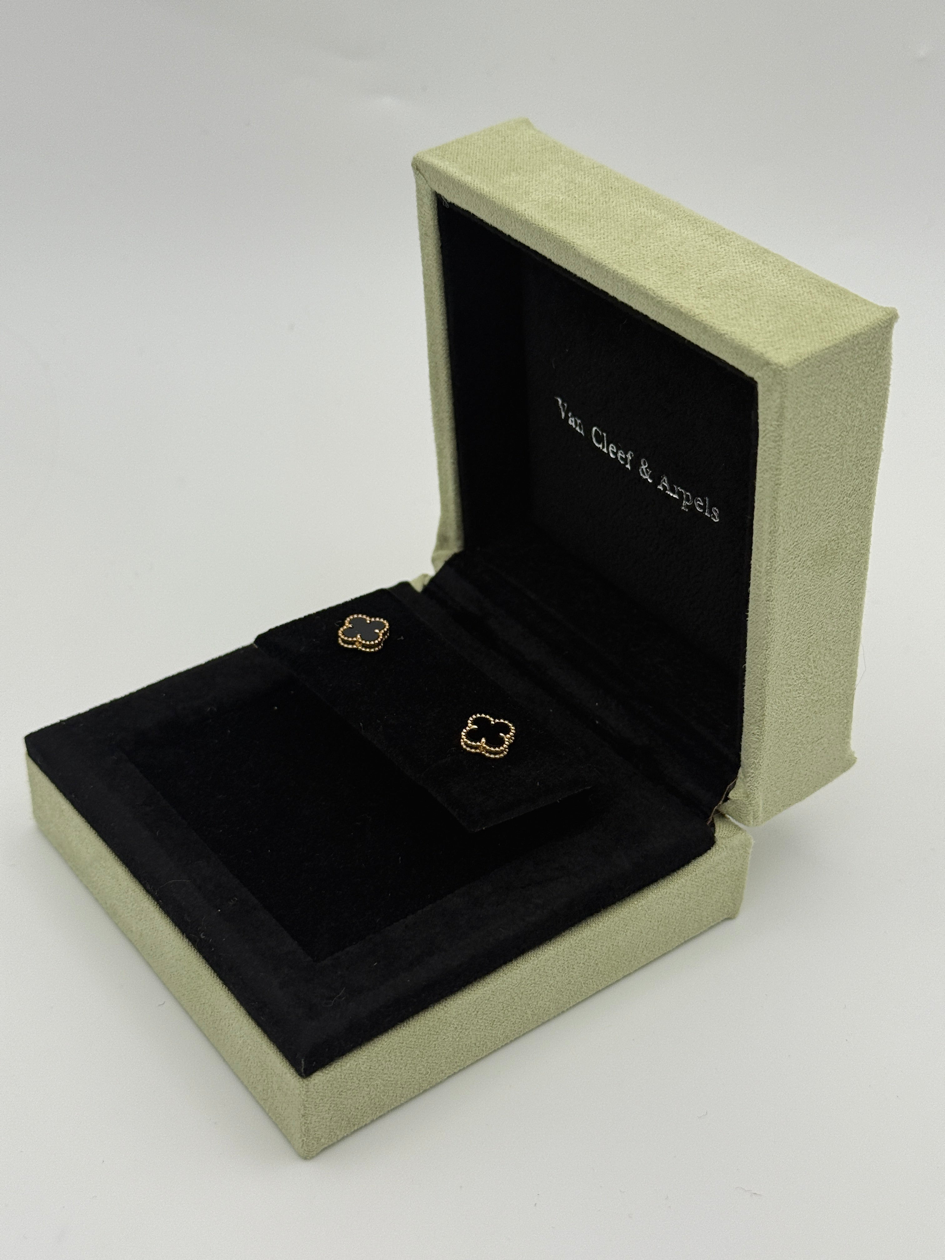 Van Cleef & Arpels Sweet Alhambra Onyx Earrings Authentic and preloved in excellent condition.