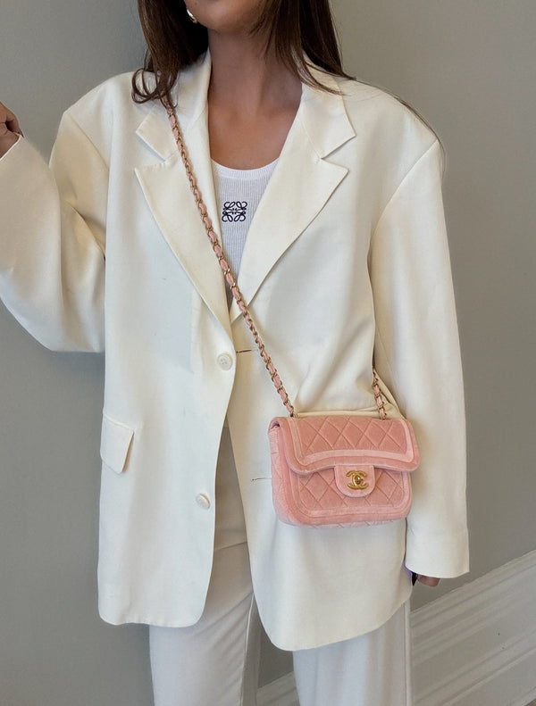 Chanel Seasonal CC Mini Shoulder Bag In Pink Velvet With GHW