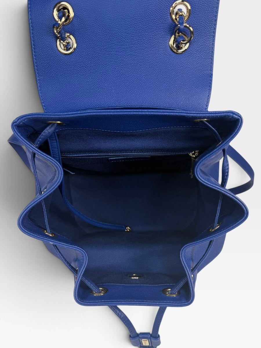 Chanel Affinity Backpack In Blue Caviar Leather With Gold Hardware. 100% authentic and pre loved in excellent condition. 