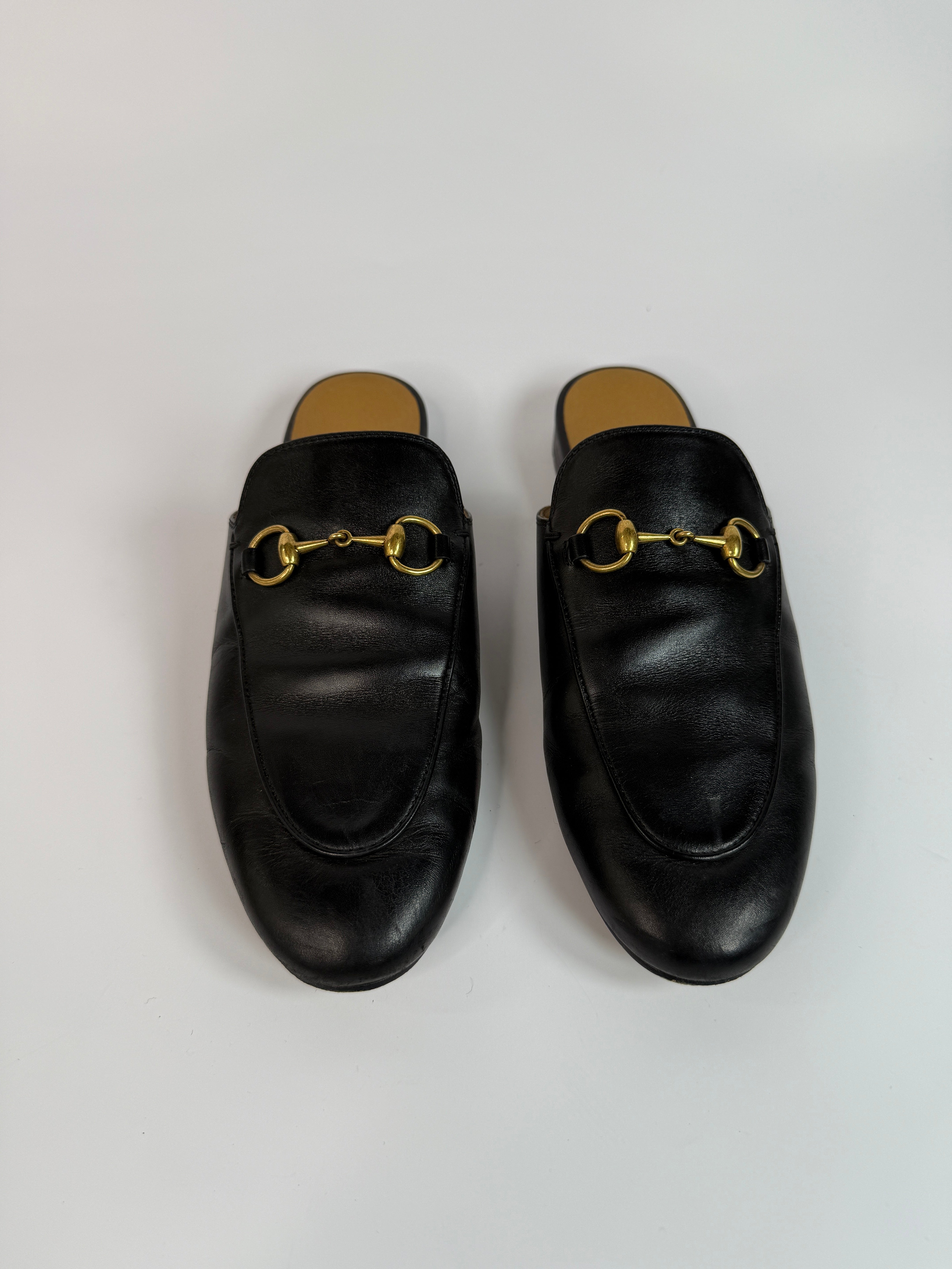 Gucci Princetown Mules In Black Leather (Size 37.5/UK4.5)