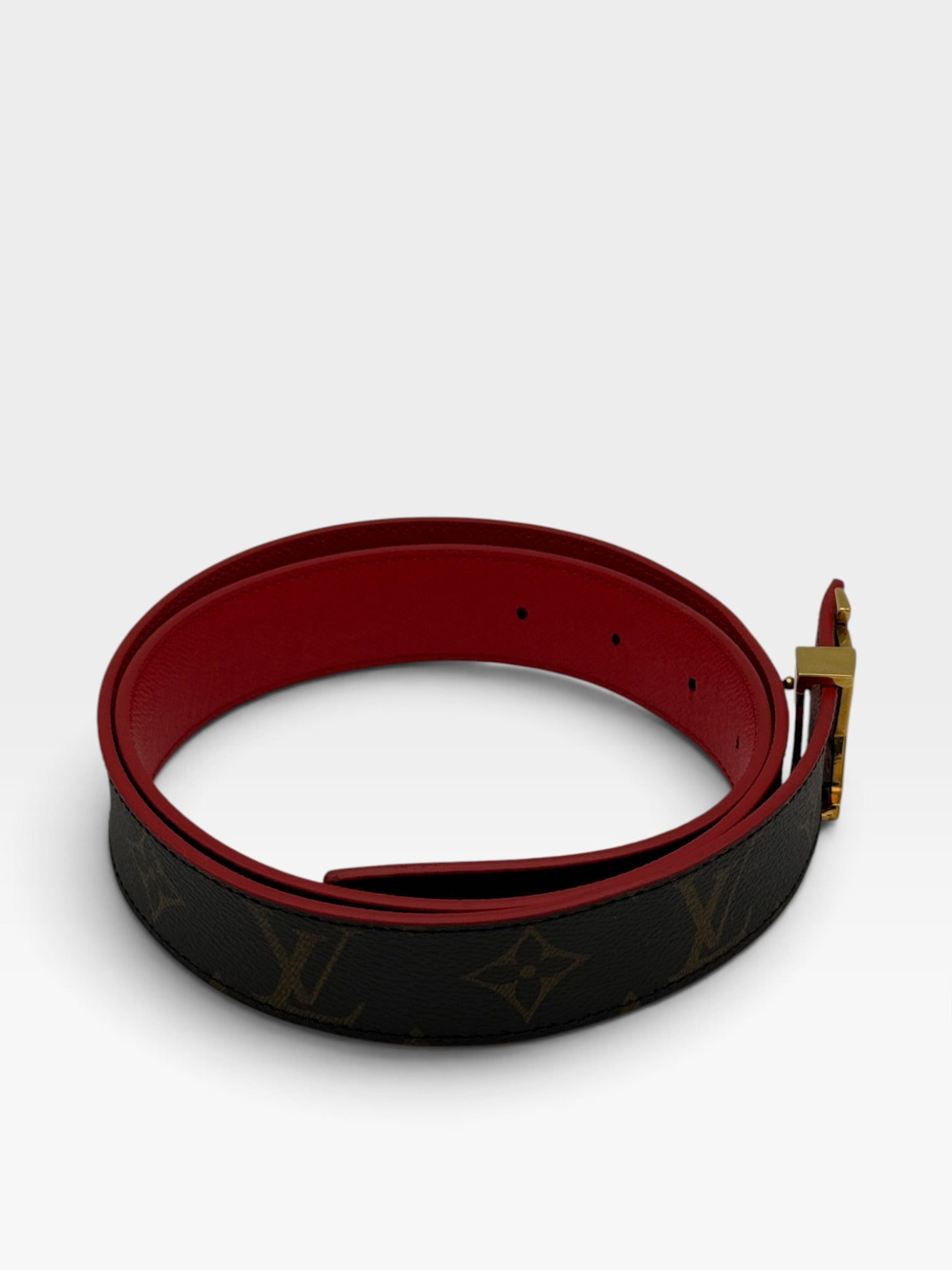 Louis Vuitton Iconic 25MM Reversible Belt Monogram/Red. 100% authentic and preloved in excellent condition