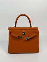 Hermès Kelly 25 In Orange Togo Leather With PHW