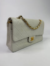 Chanel Medium Vintage Classic Flap In White Lambskin GHW