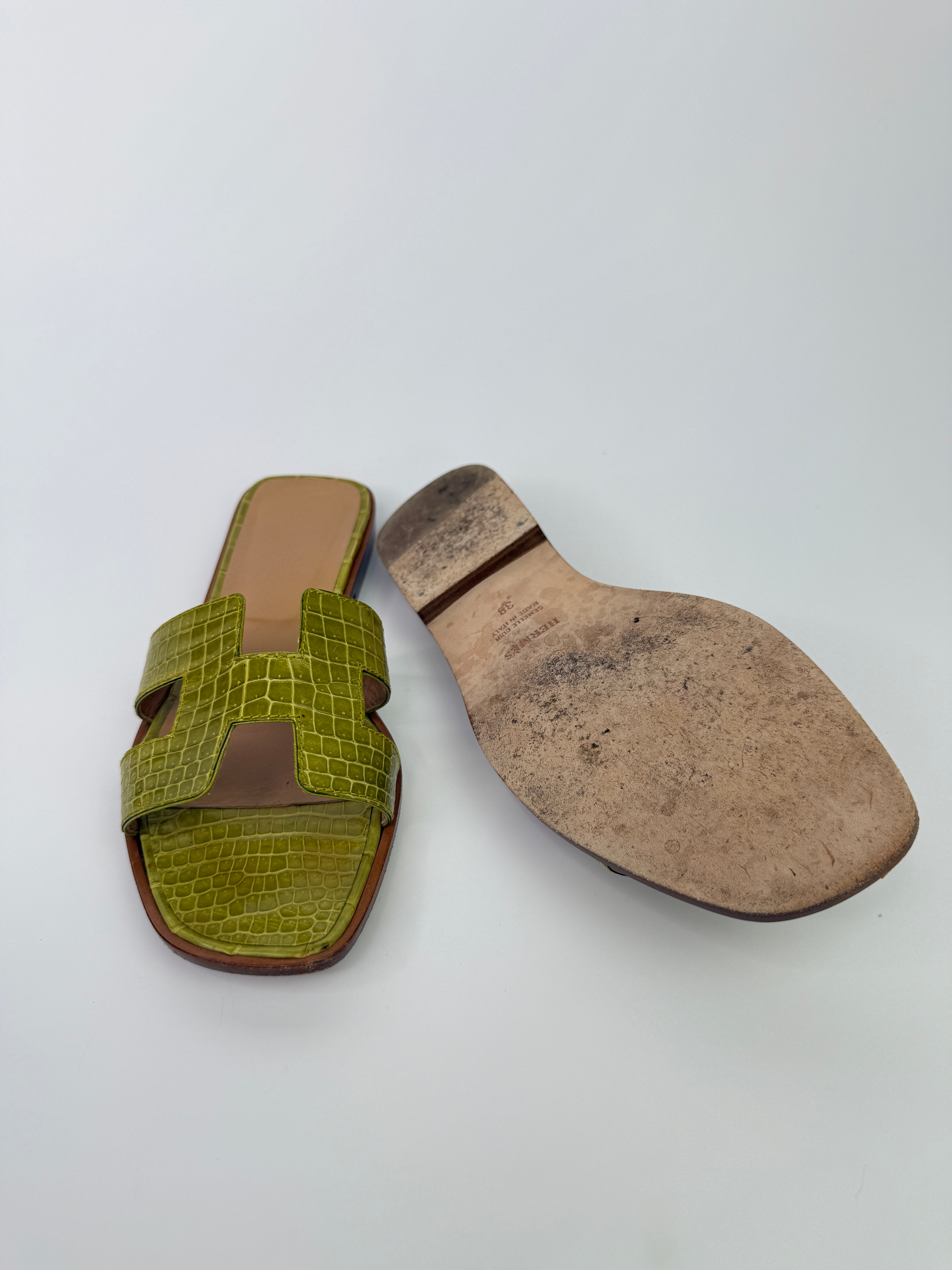 Hermès Crocodile Oran Sandals (Size 38/UK5)