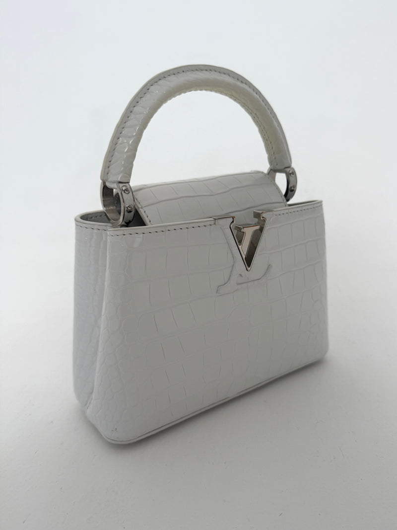 Louis Vuitton Capucines BB In Soft Shine White Alligator Leather