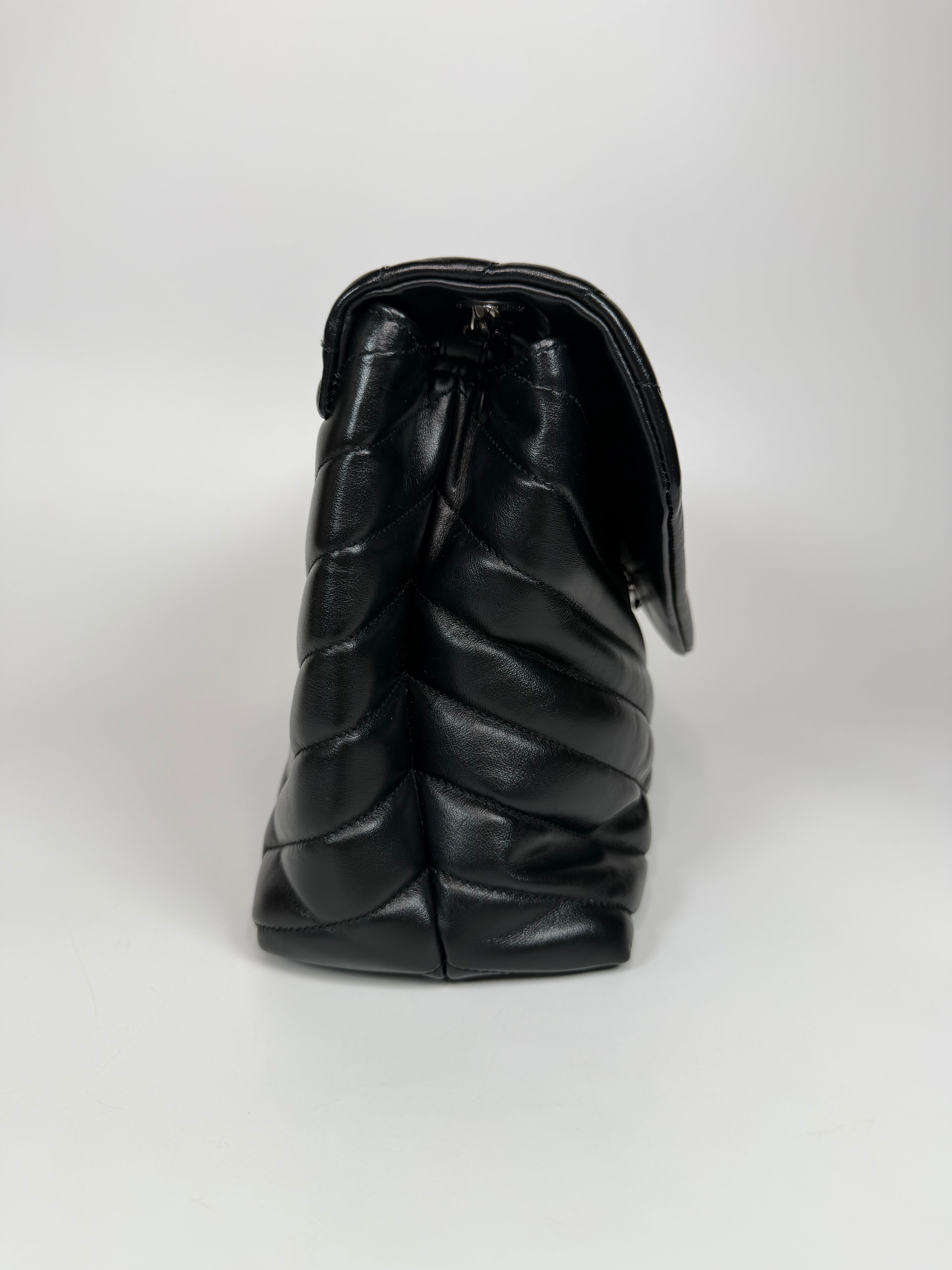 Saint Laurent LouLou In Black Chevron Leather With Silver Hardware. Authentic and preloved in excellent condition. Insured next day delivery. Verified by luxe cheshire