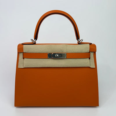 Hermès Kelly 28 In Orange Epsom Leather With PHW