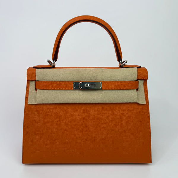Hermès Kelly 28 In Orange Epsom Leather With PHW