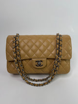 Chanel Medium Classic Double Flap Beige Lambskin With SHW