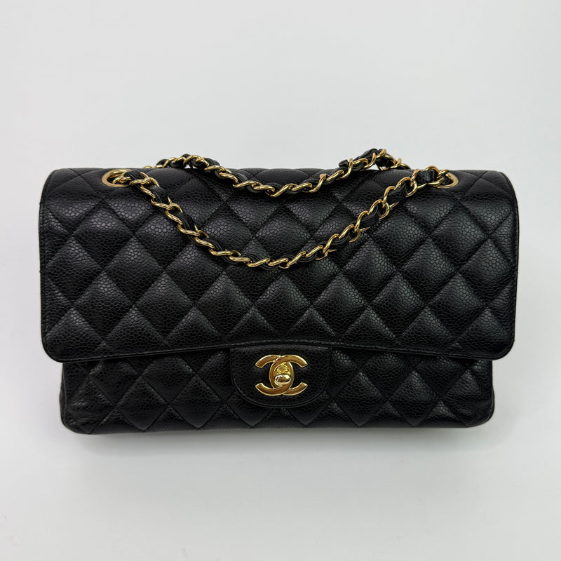 Chanel Medium Classic Double Flap Black Caviar With GHW