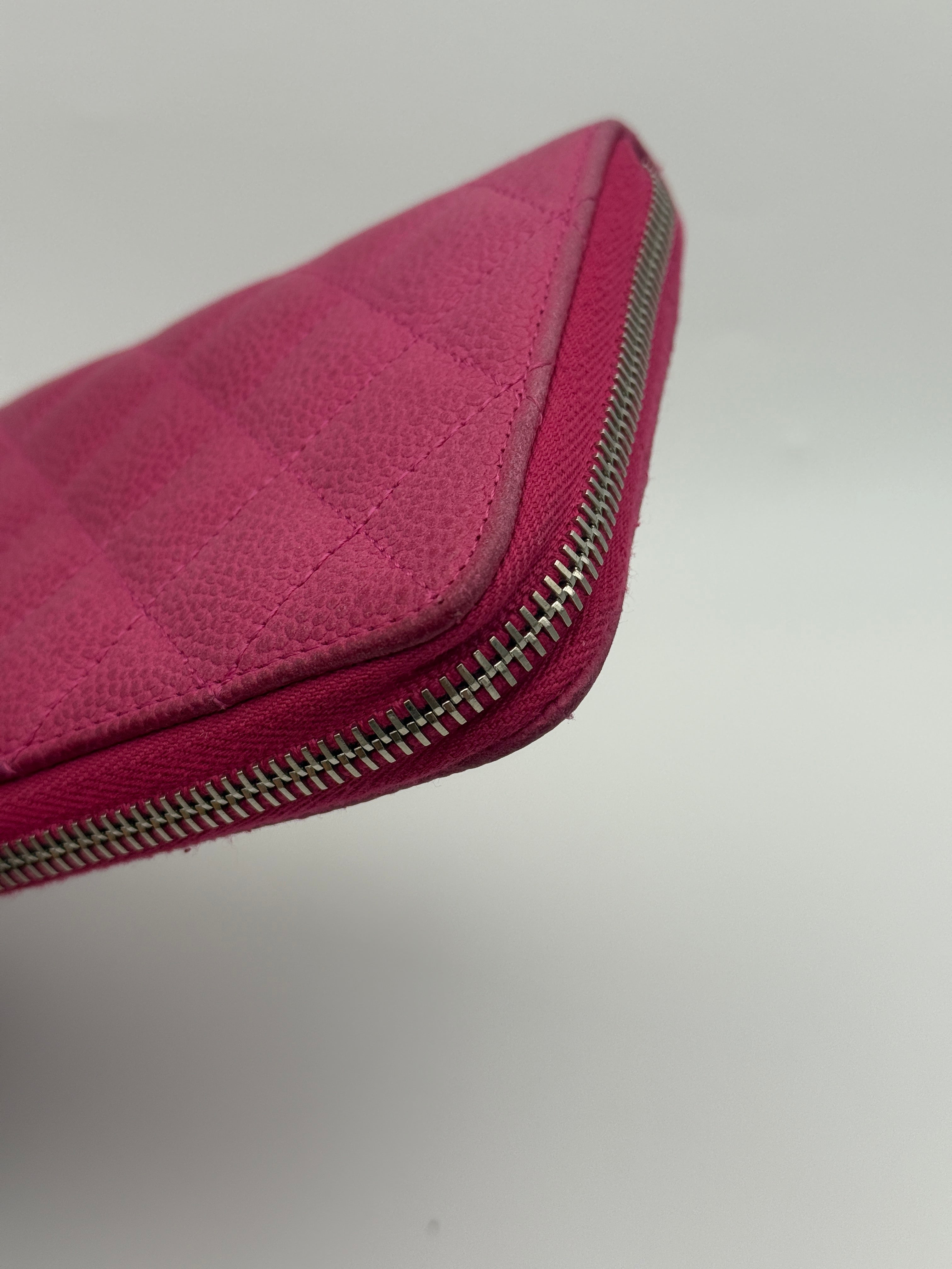 Chanel Classic Pink Caviar Leather Zip Wallet With Silver Hardware Good Condition. Authentic and preloved. 100% Authenticity Guarantee 