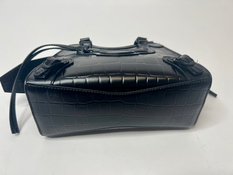 Balenciaga Black Croc Mini Neo City Classic Bag