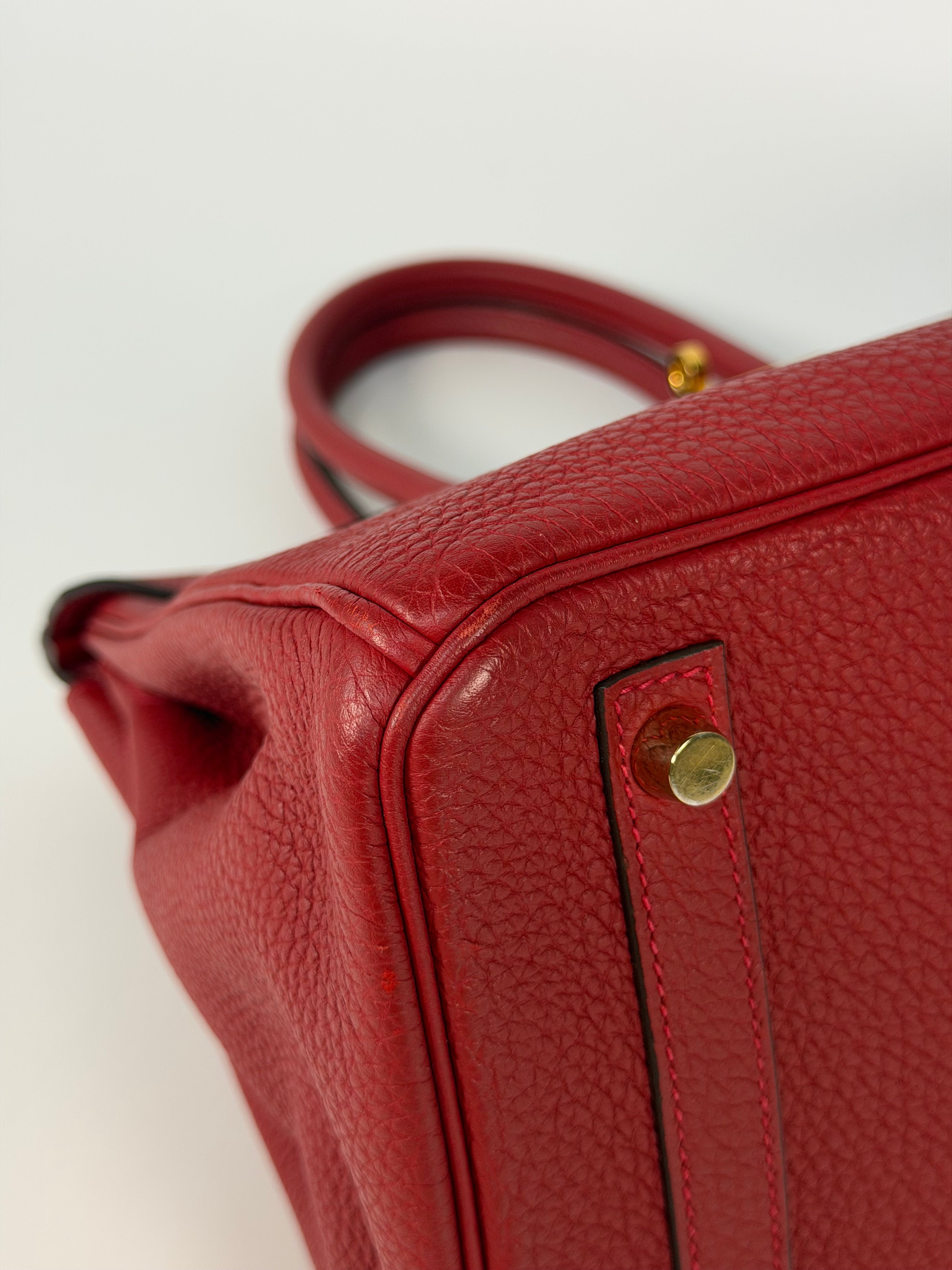 Hermès Birkin 30 In Rouge Casaque Togo Leather With Gold Hardware 100% Authentic and preloved in excellent condition