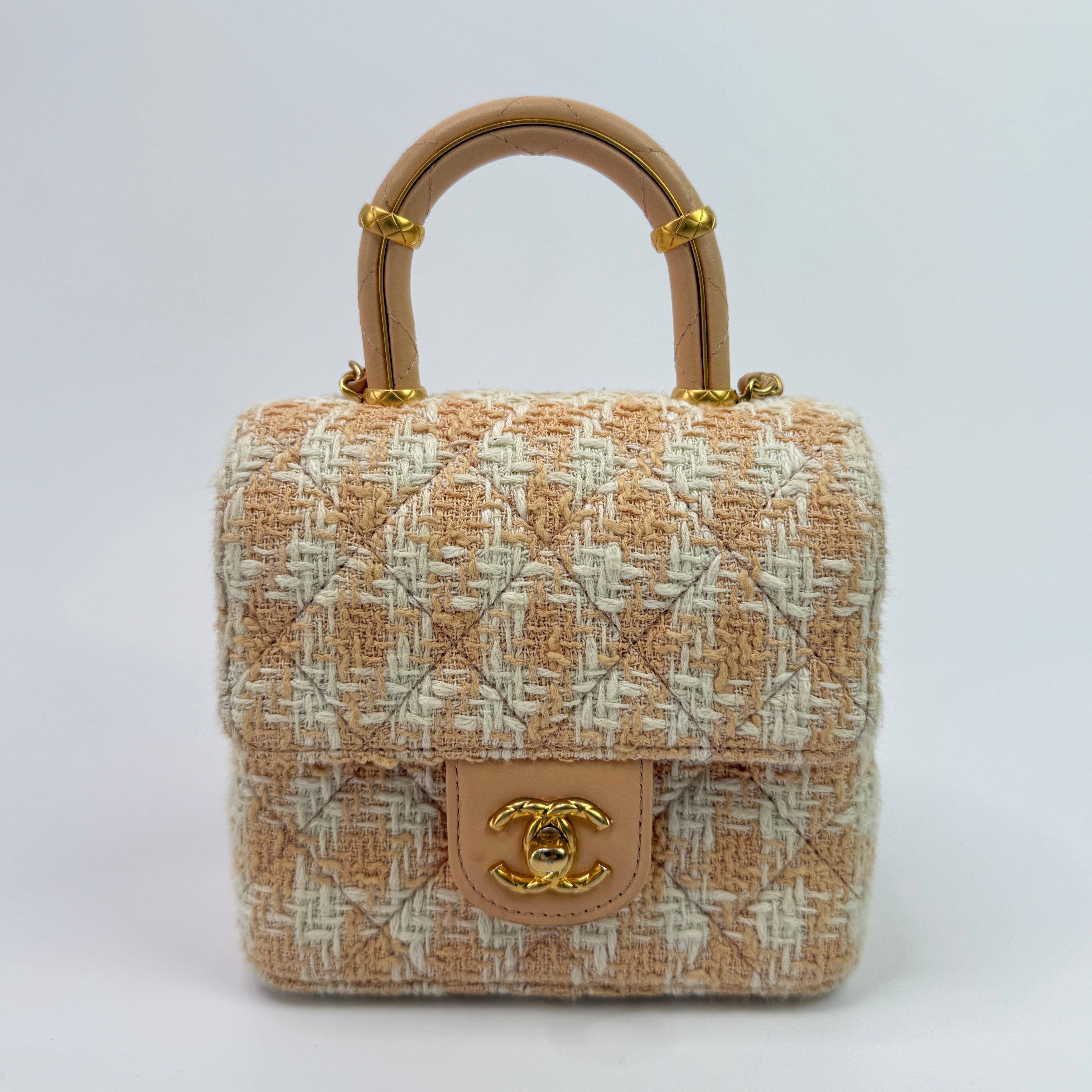 Chanel Mini Square Flap with Top Handle Antique Gold Hardware