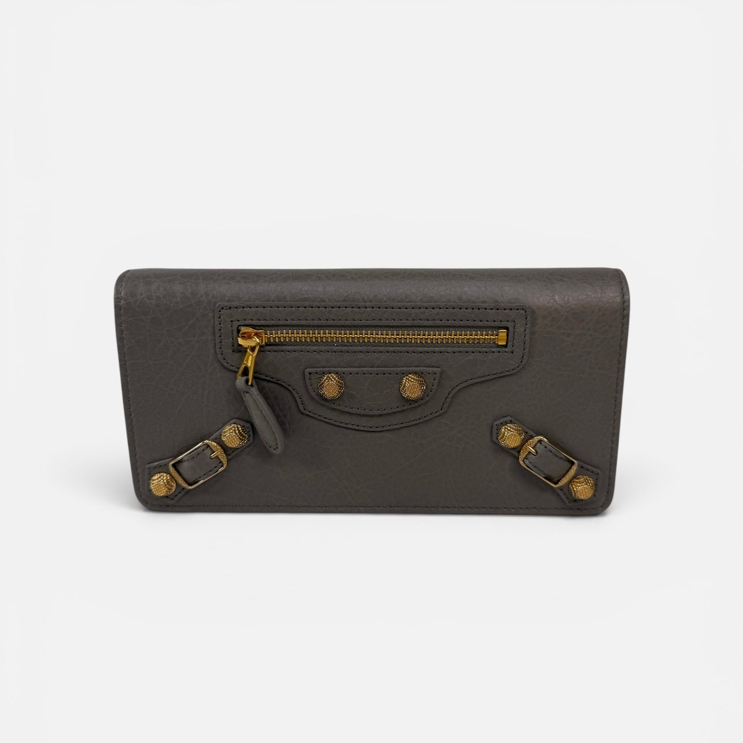 Balenciaga Le City Money Long Wallet In Grey Lambskin Gold Hardware. Authentic and preloved in excellent condition. 100% guarantee