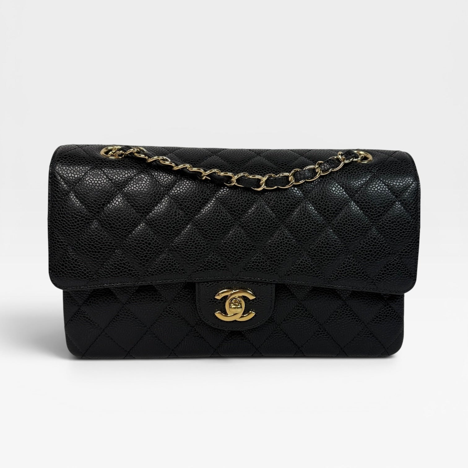 Chanel Medium Classic Double Flap Black Caviar With GHW