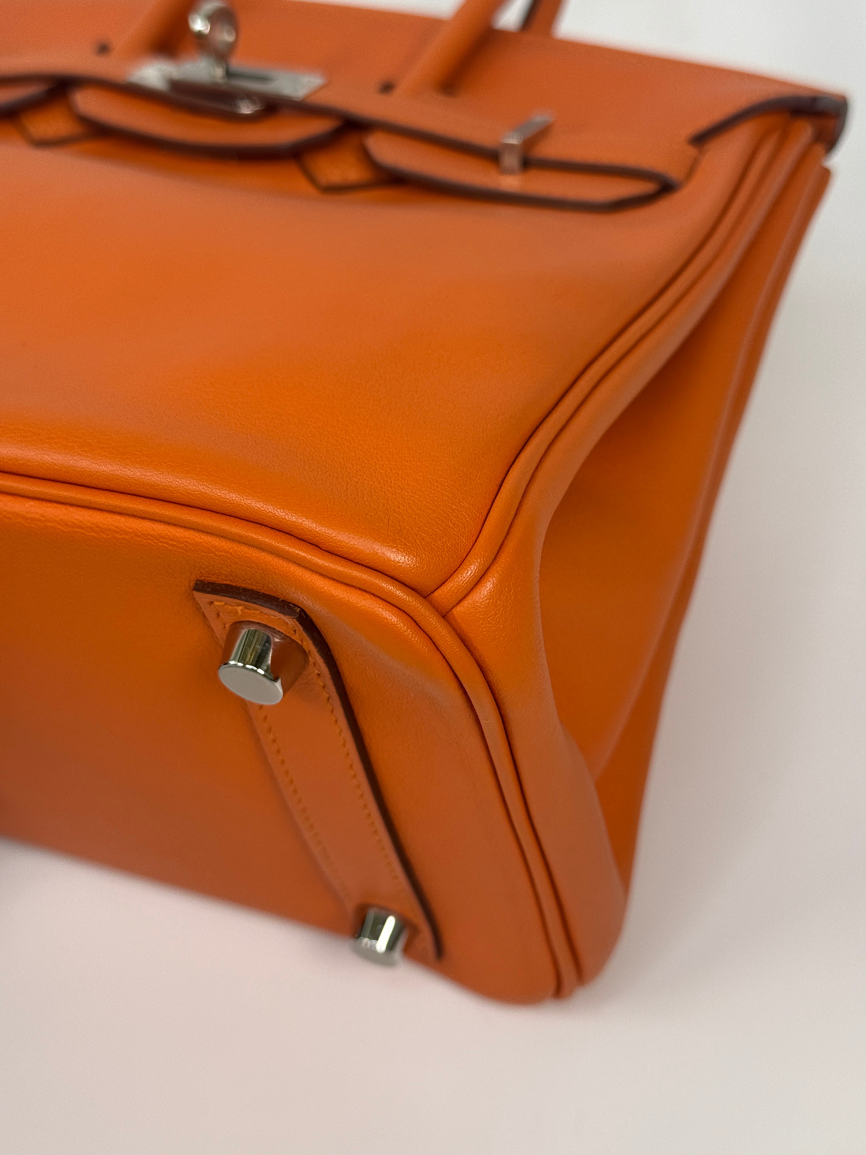 Hermès Birkin 25 In Orange Swift Leather With Palladium Hardware
