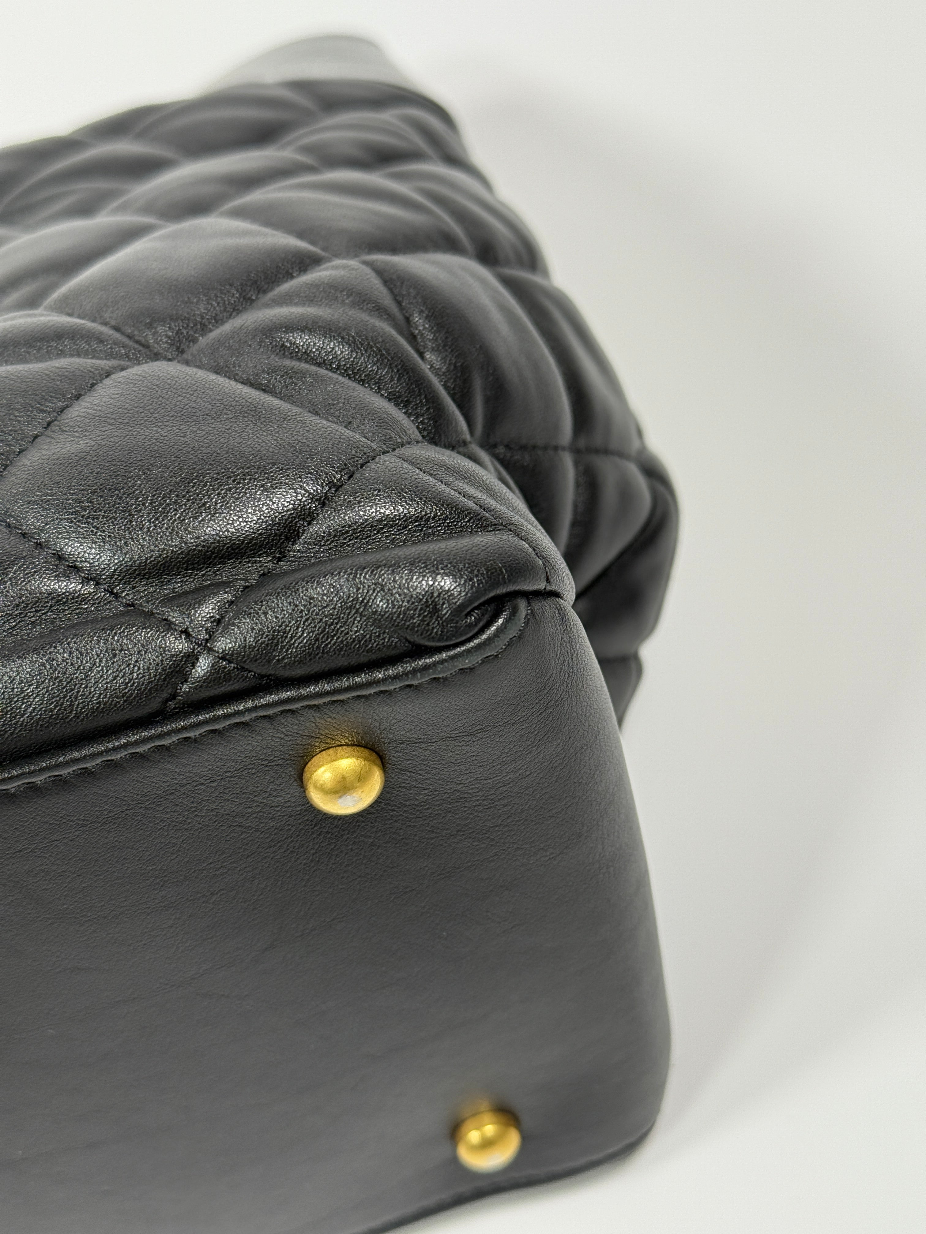 Chanel Medium Soft Elegance Tote Bag Black Gold Hardware