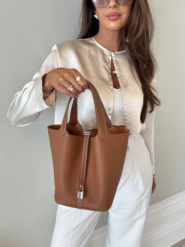 Hermès Picotin 22 In Gold Clemence Leather With PHW
