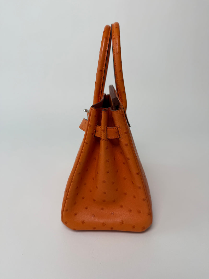Hermès Birkin 30 In Orange Ostrich With Palladium hardware