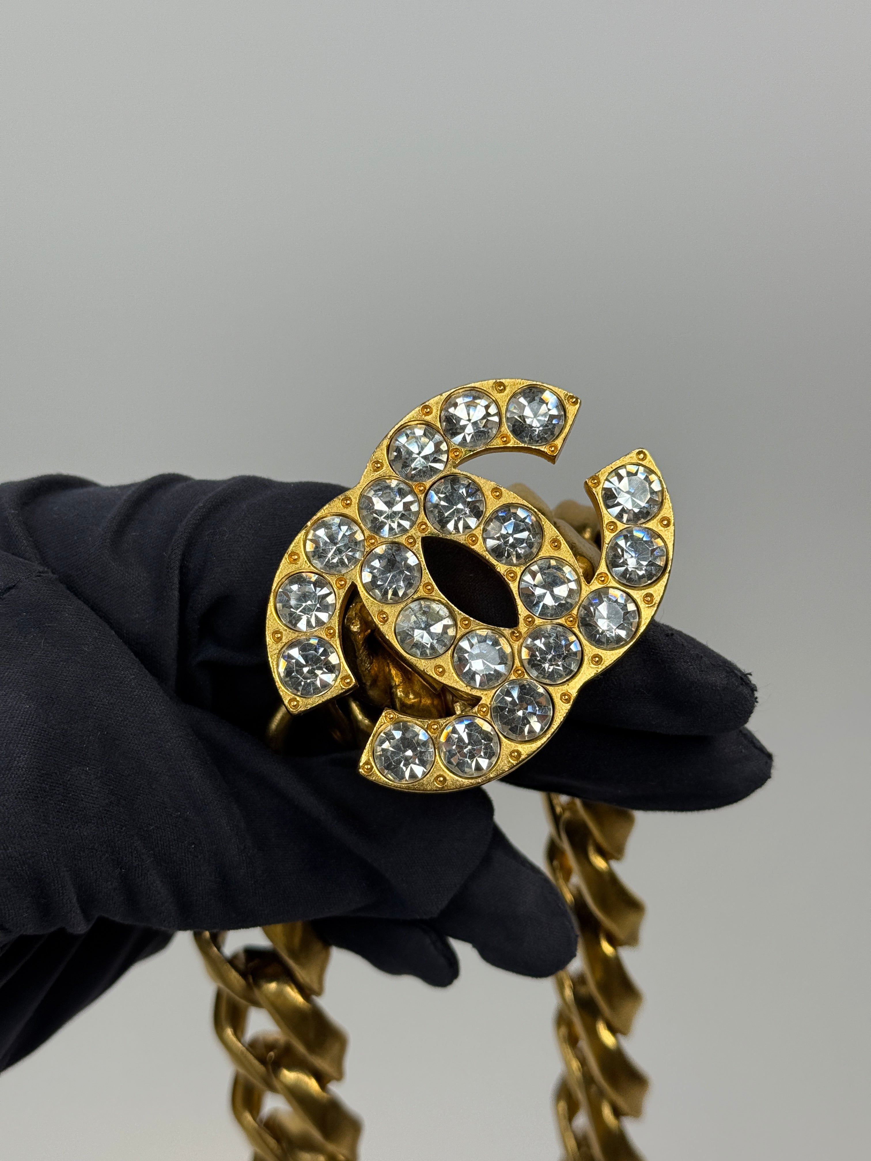 Chanel 1995 CC Rhinestone-Embellished Chain Belt