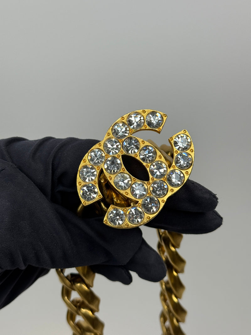 Chanel 1995 CC Rhinestone-Embellished Chain Belt
