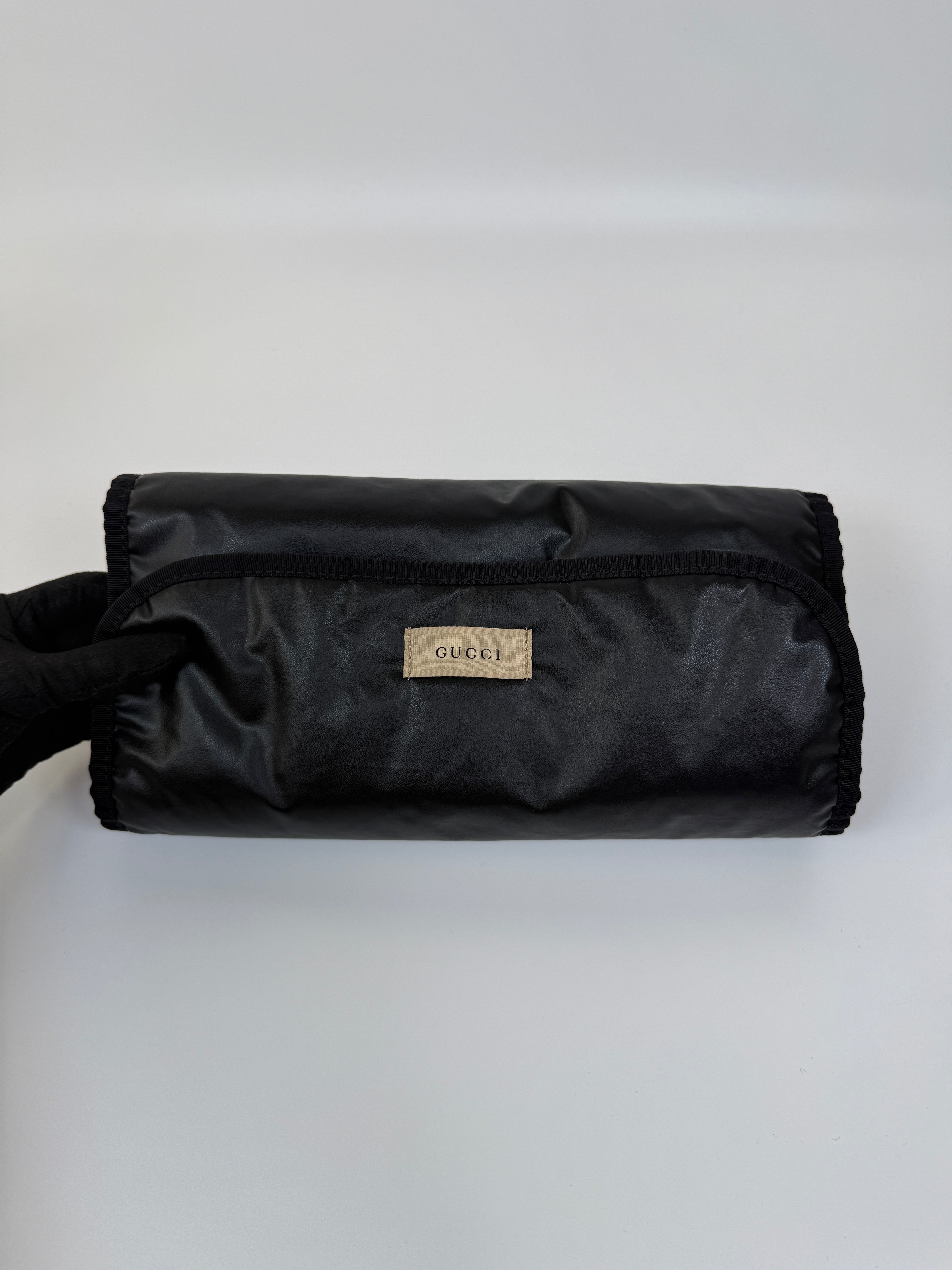 Authentic and preloved Gucci GG Supreme Medium Baby Changing Bag In Black Canvas. Excellent condition. 100% Authenticity guarantee 