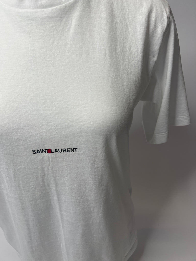 Saint Laurent White Logo T-Shirt (Size S / UK 8)