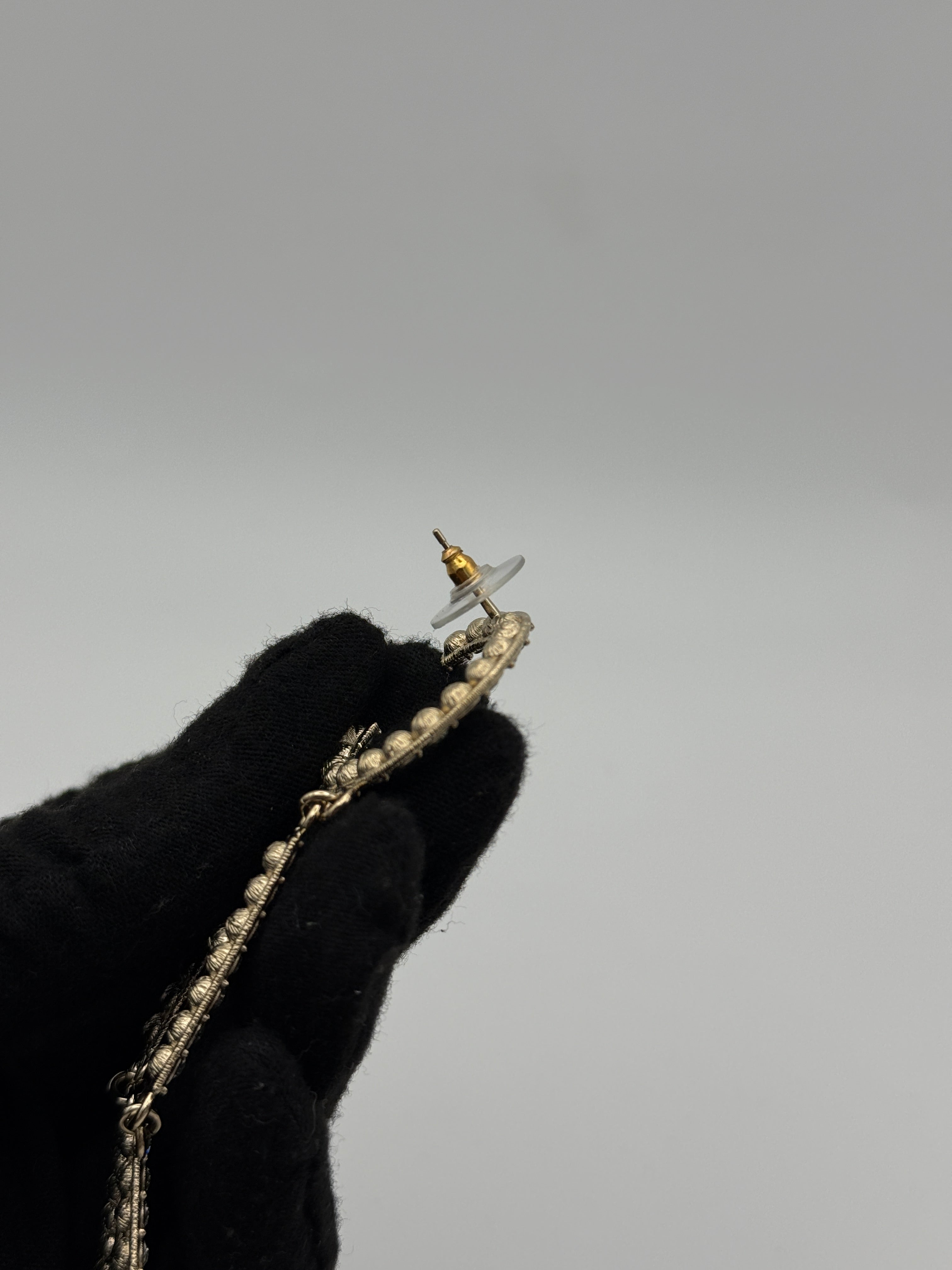 Authentic and preloved Chanel Crystal-Embellished Logo Earrings. 100% Authenticity Guarantee. Verified by Luxe Cheshire 