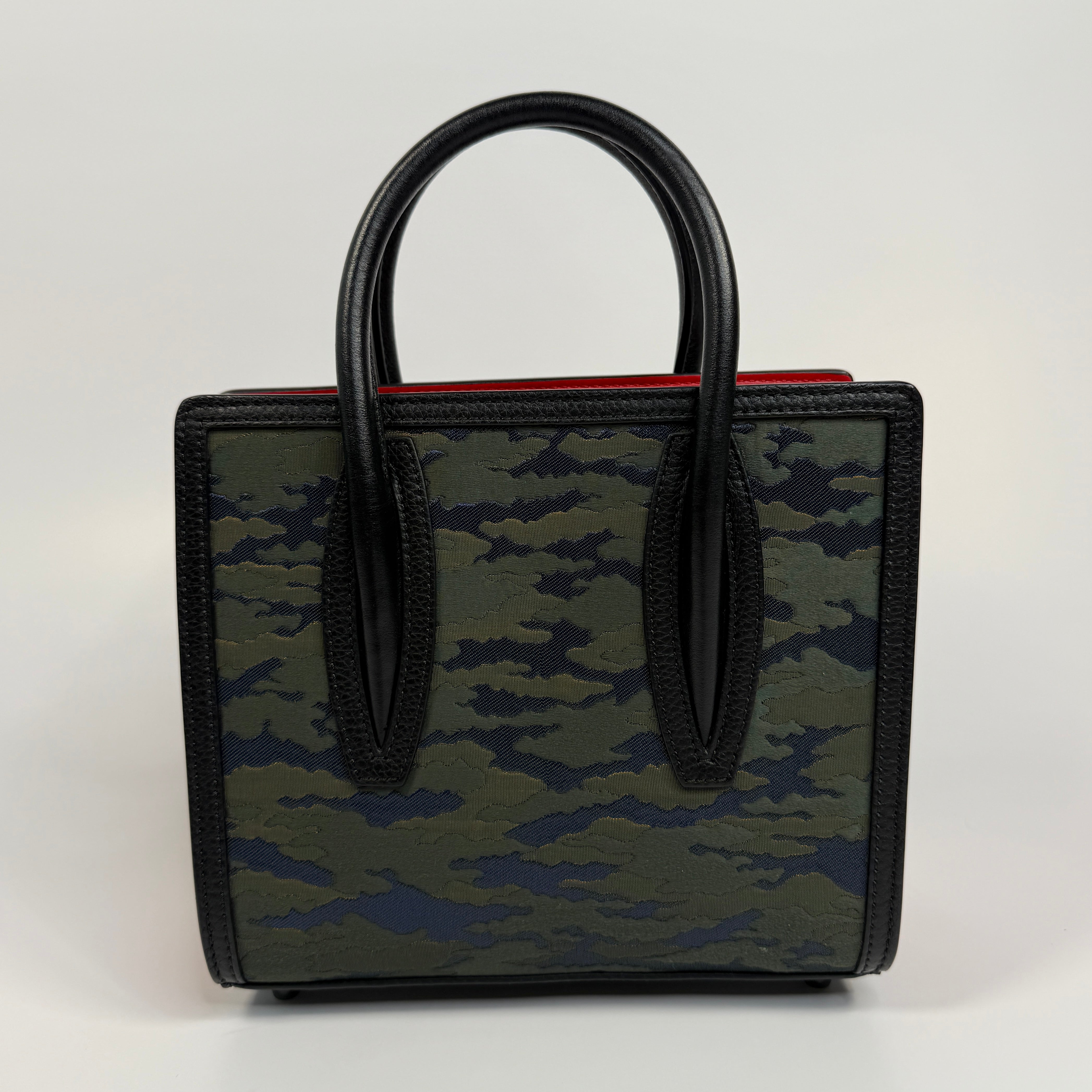 Christian Louboutin Mini Paloma Camo Jacquard Satchel Bag In Green and Black. Authentic, pre loved and excellent condition.