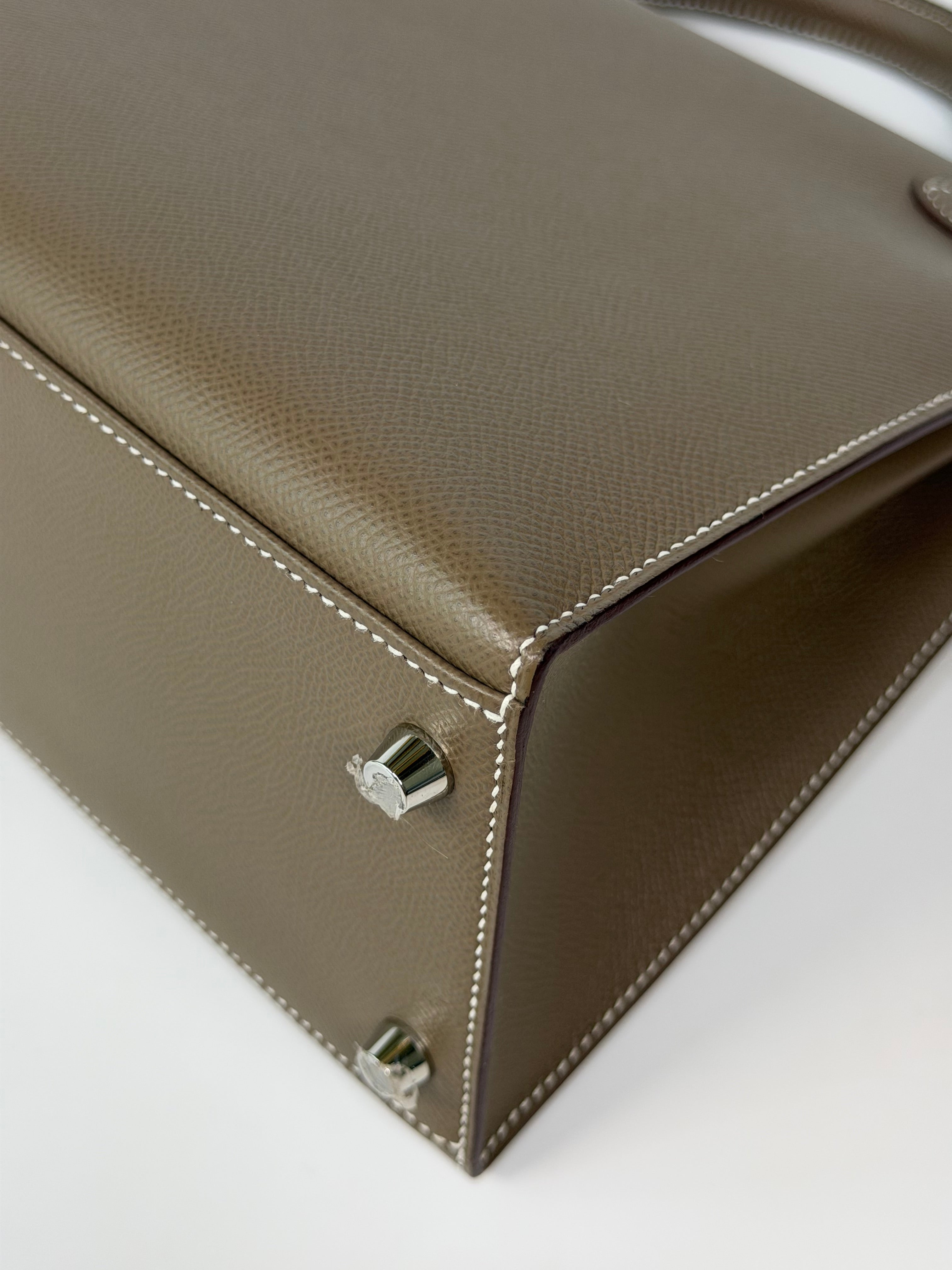 Hermès Kelly 28 In Etoupe Epsom Leather With Palladium Hardware