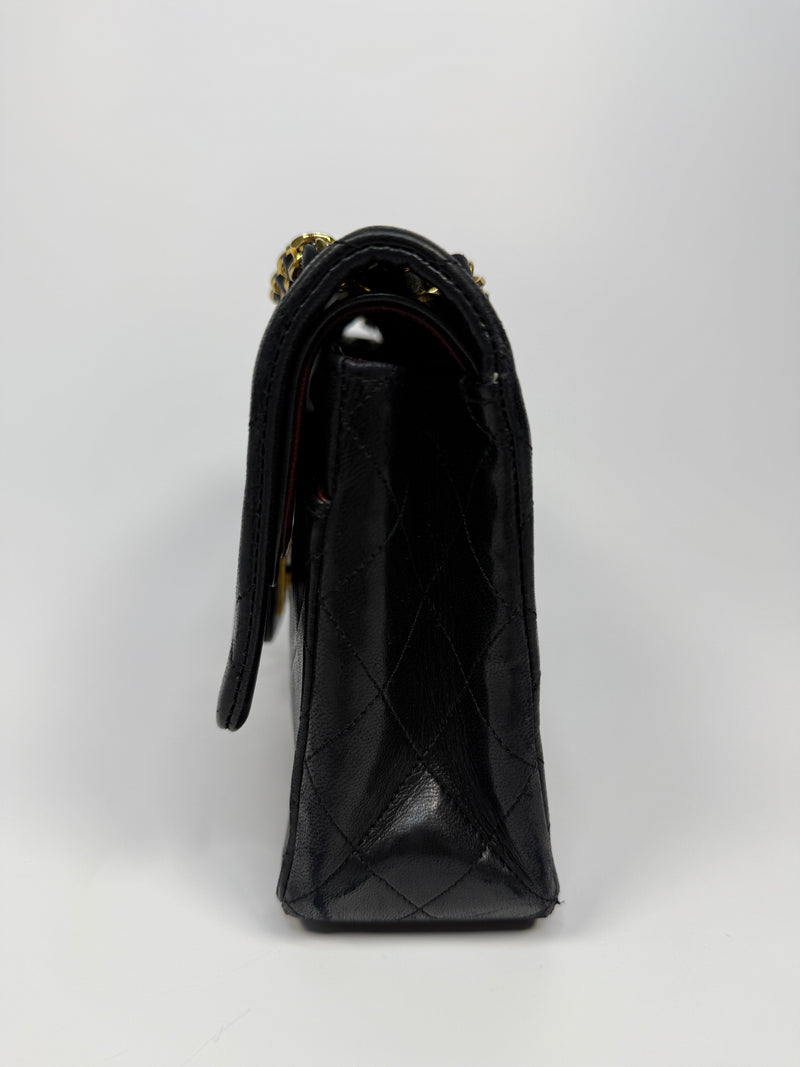 Chanel Vintage Medium Classic Double Flap Black Lambskin With 24k GHW