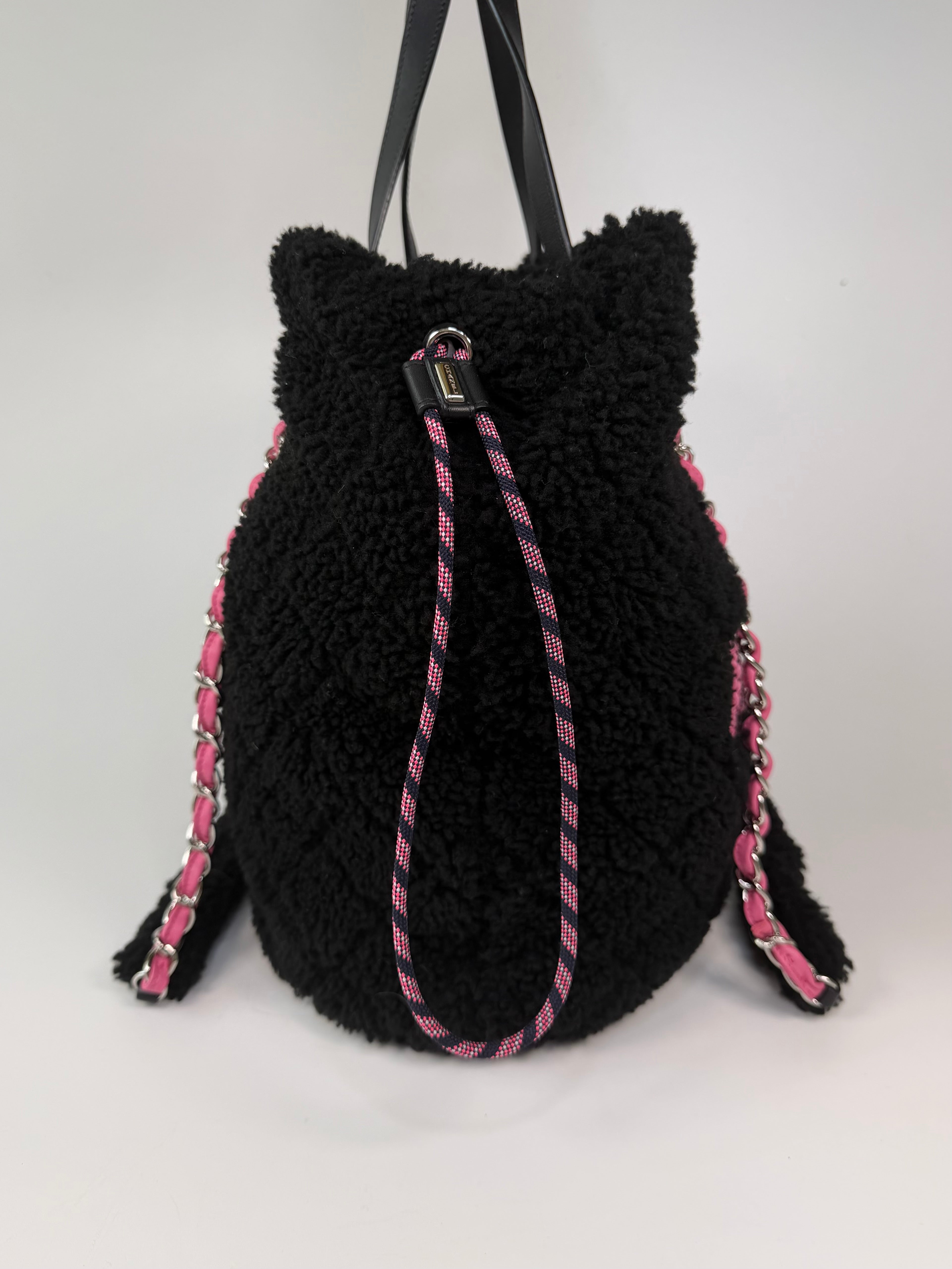 Chanel Coco Neige Shopping Tote In Black Teddy Shearling