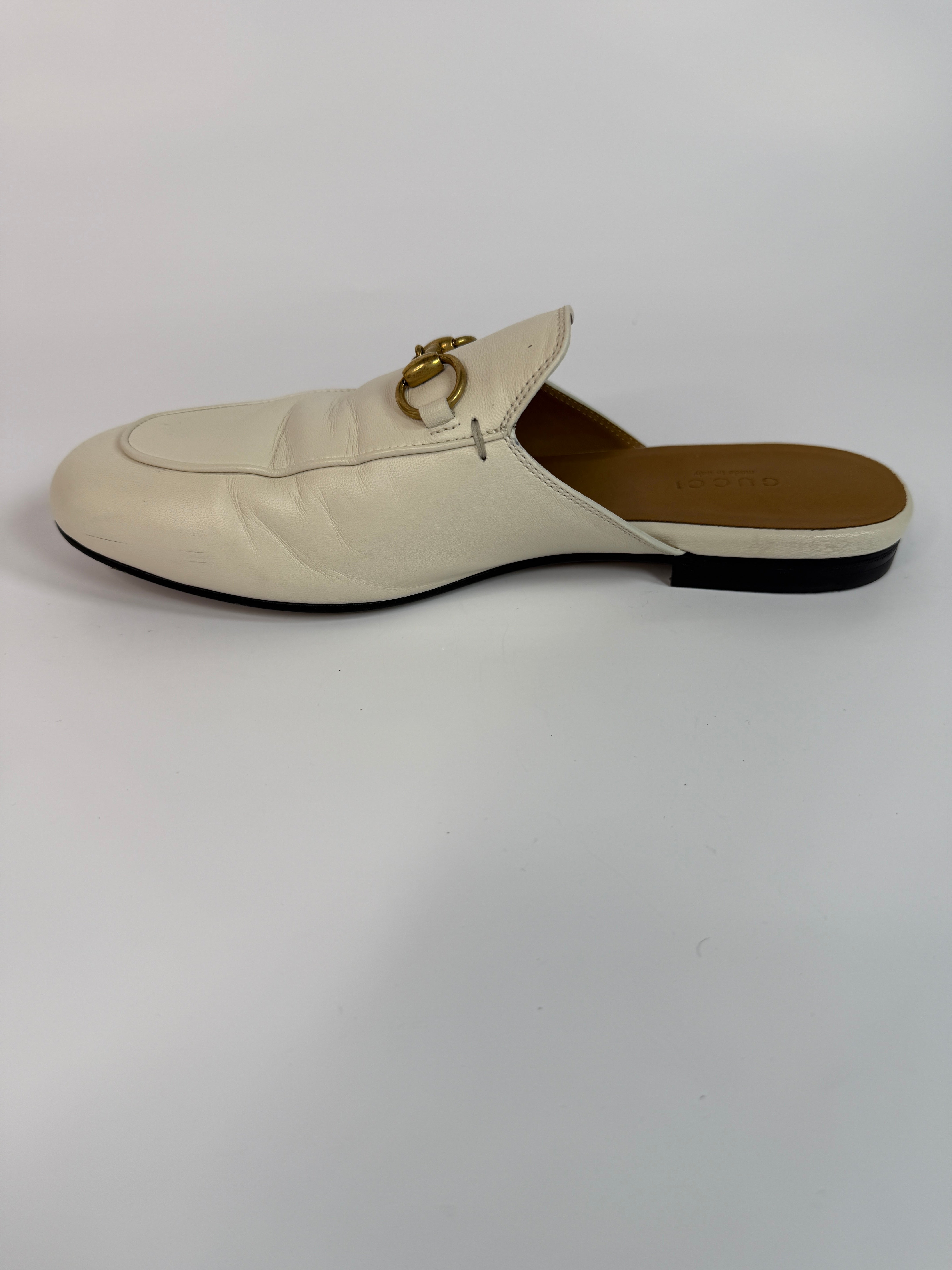 Gucci Princetown Mules In Ivory Leather (Size 37.5/UK4.5)