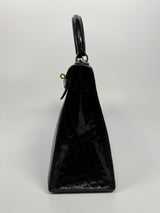 Hermès Vintage Kelly 28 In Shiny Black Crocodile With GHW