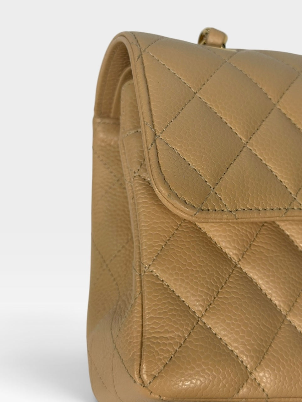 Chanel Small Classic Double Flap In Beige Caviar Leather With Gold Hardware. 100% authentic and preloved in excellent condition.