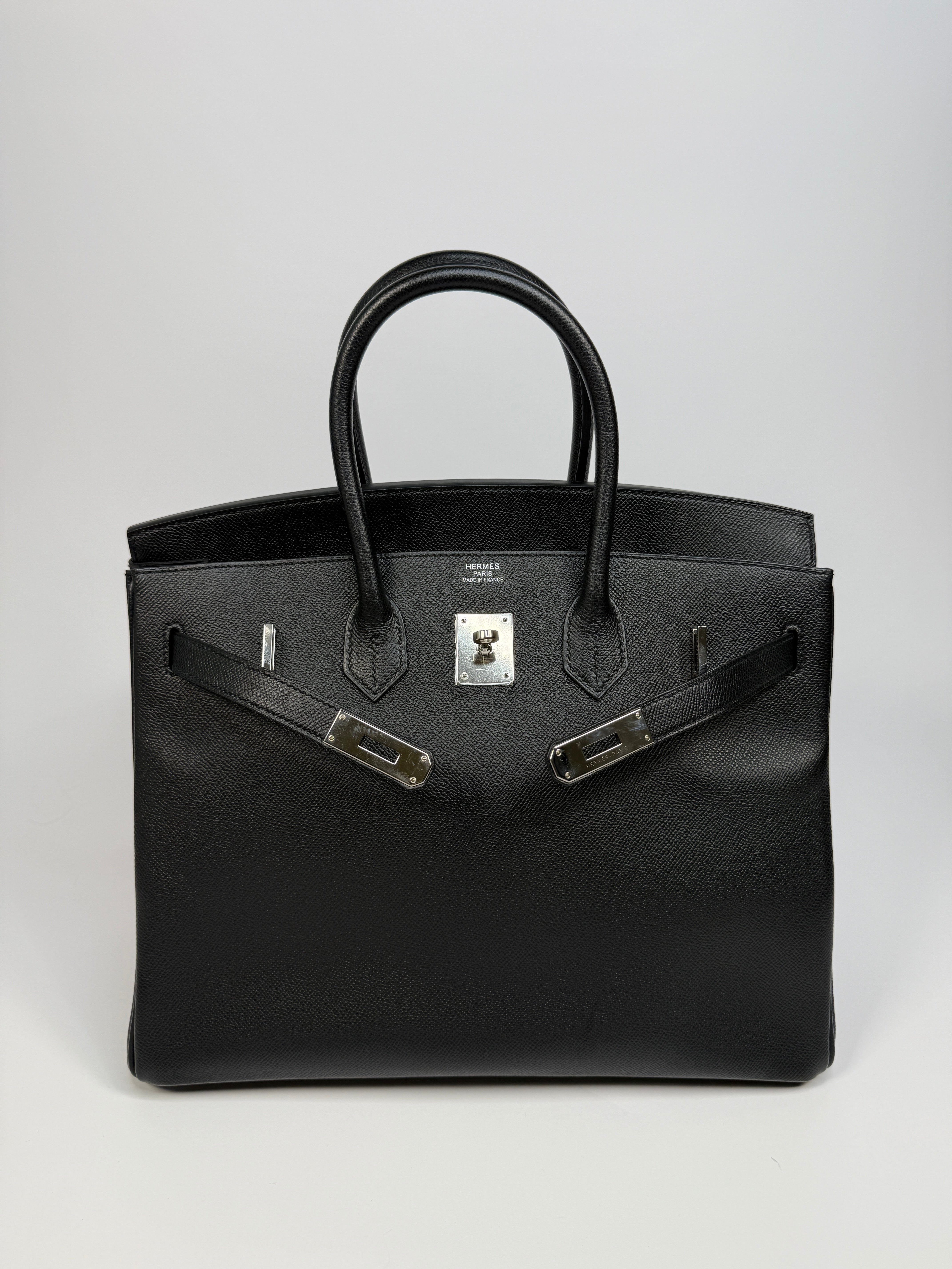 Authentic Pre Loved Hermès Birkin 35 Black Epsom Leather With Palladium Hardware Excellent Condition