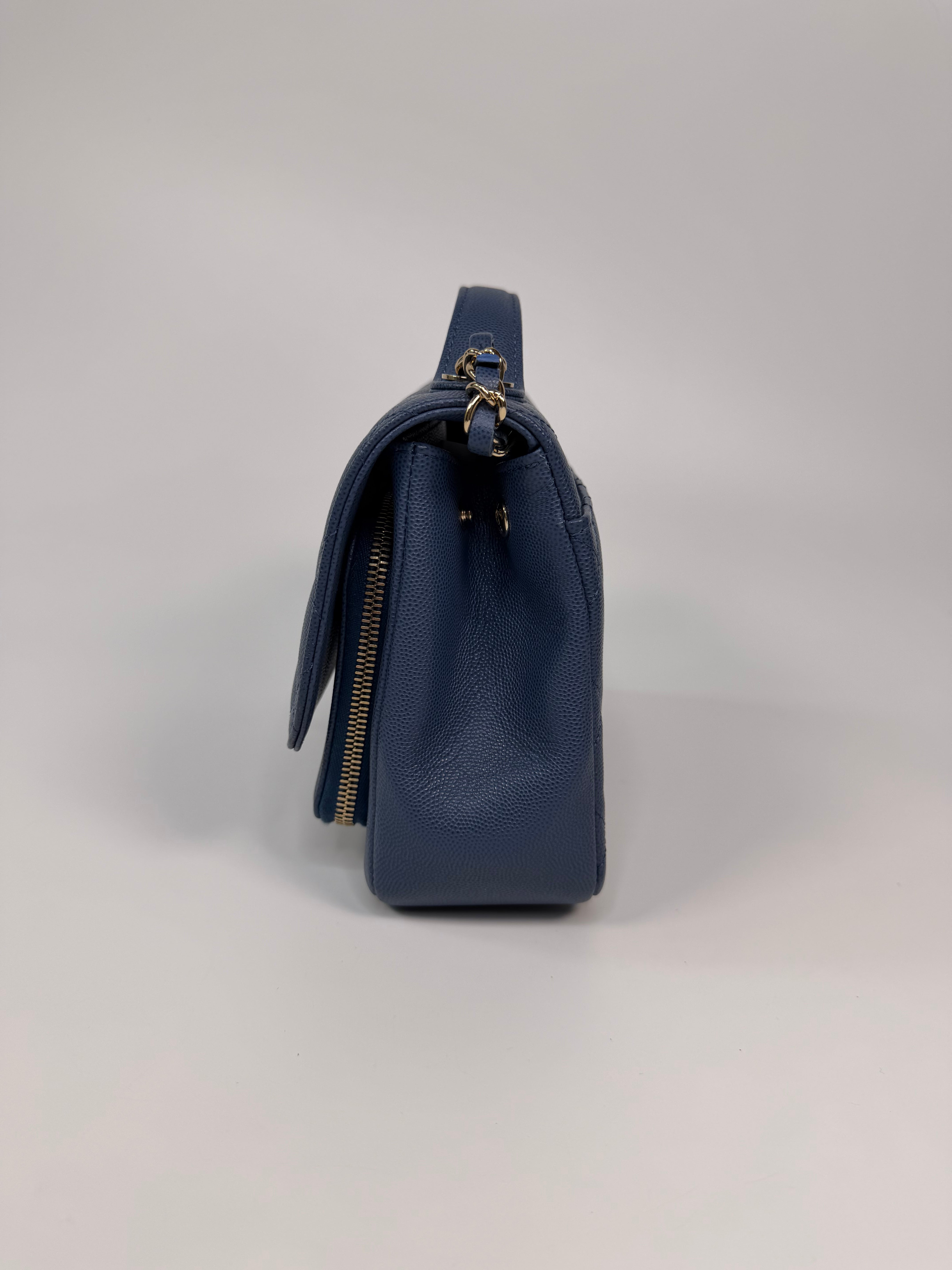 Chanel Medium Business Affinity Bag In Blue Caviar With Gold Hardware