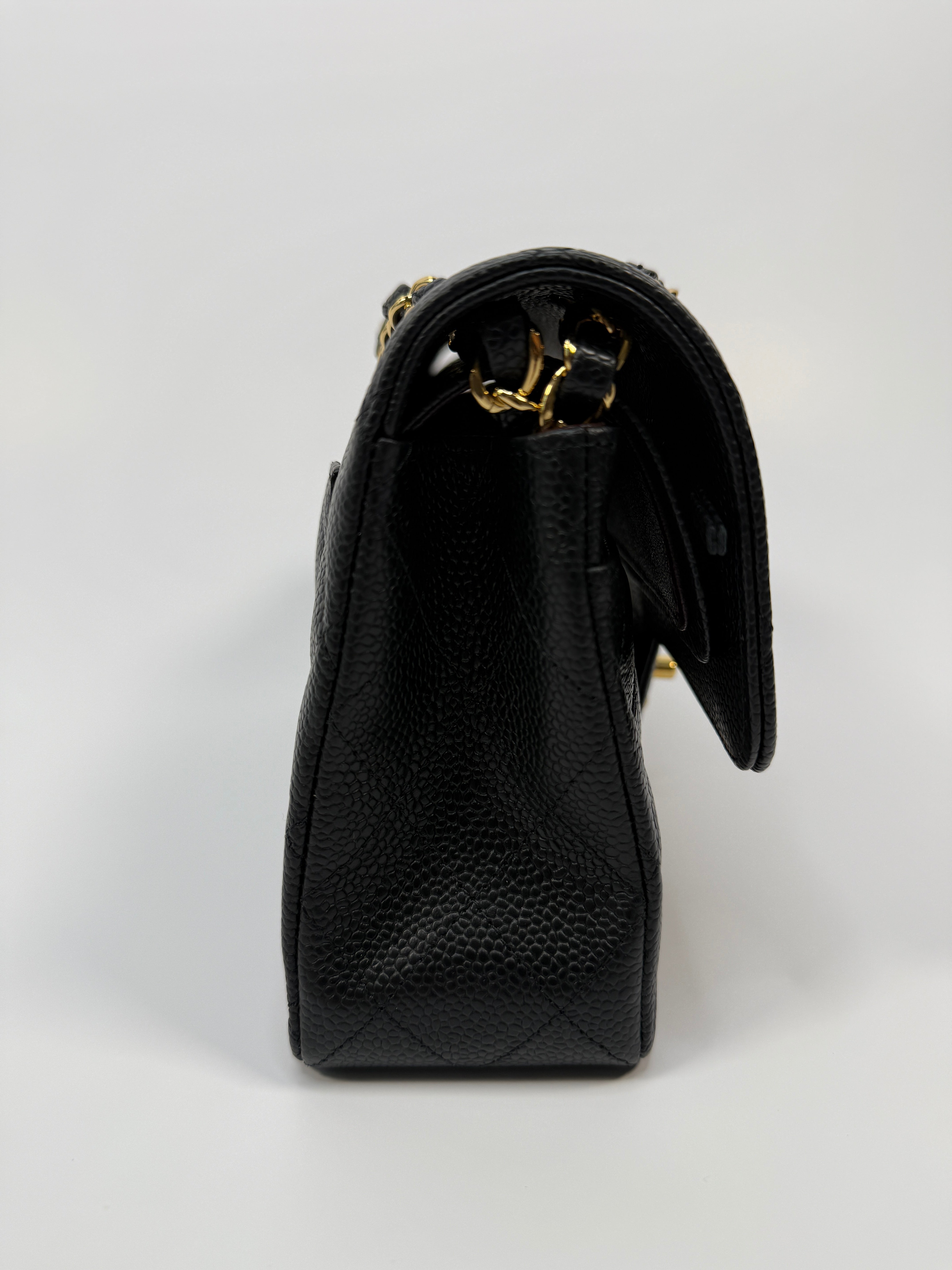 Chanel Small Classic Double Flap In Black Caviar Leather With GHW