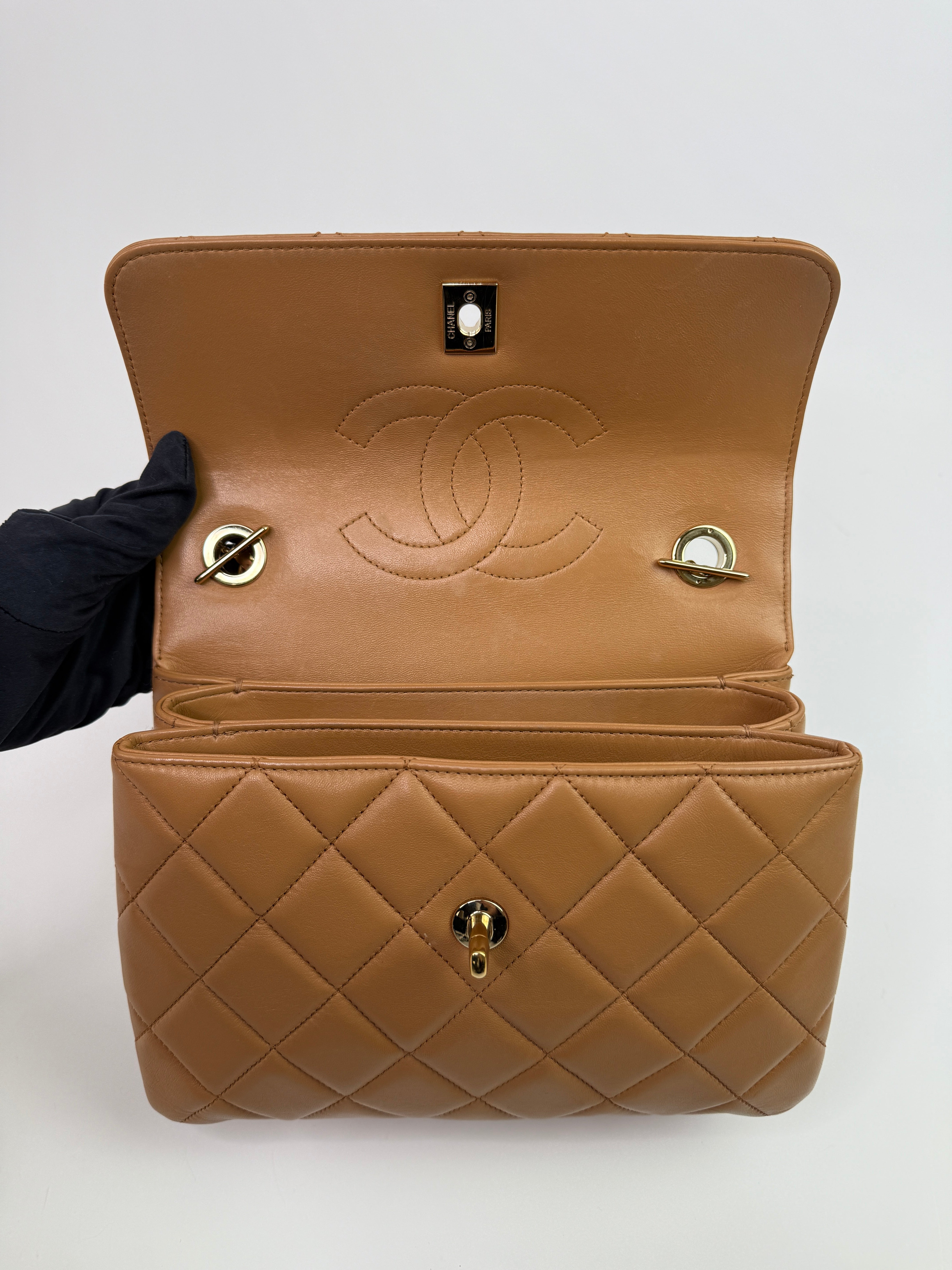 Chanel Caramel Small Trendy In Lambskin Leather