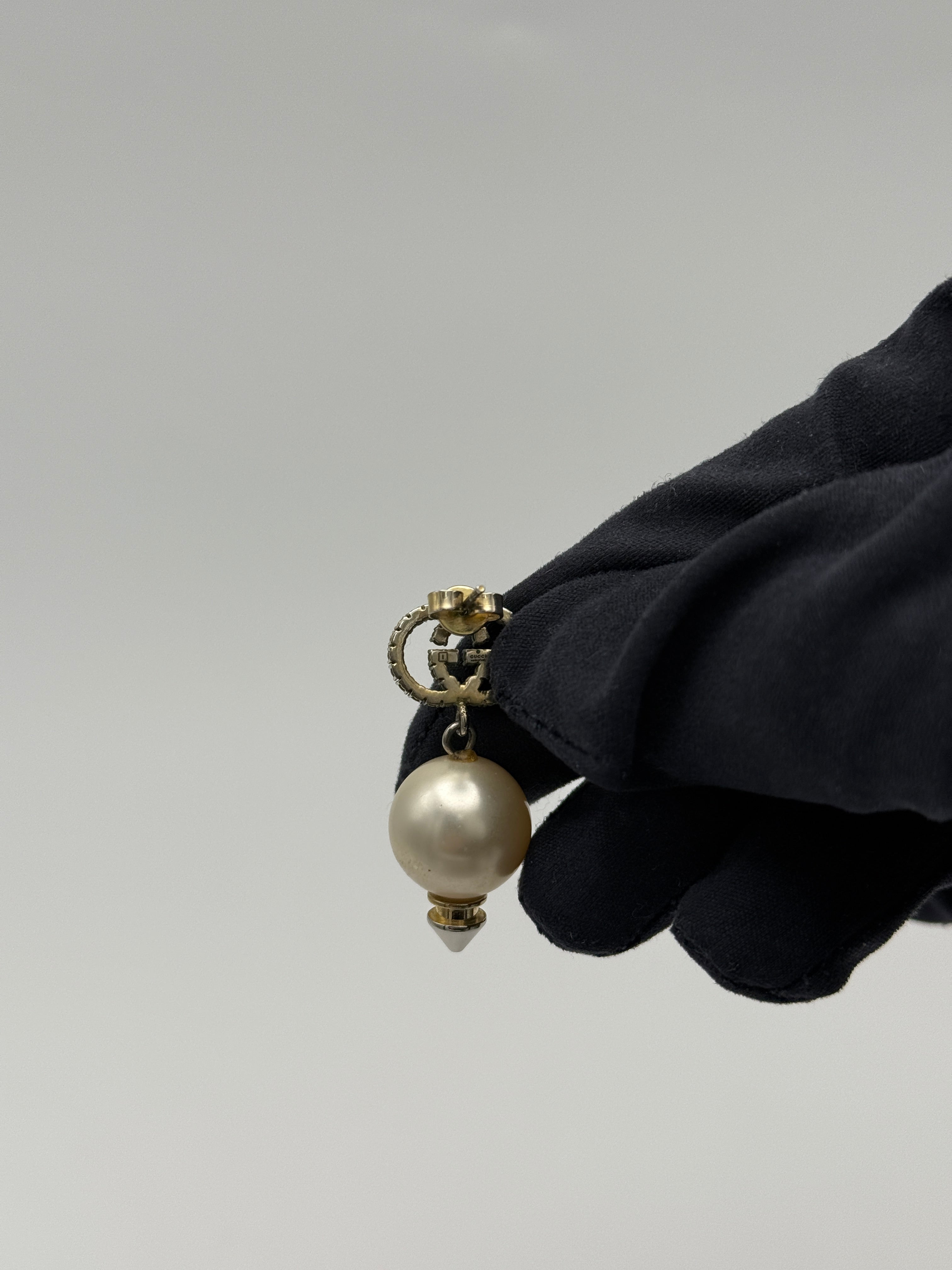 Gucci Interlocking-G Brass And Drop Pearl Earrings