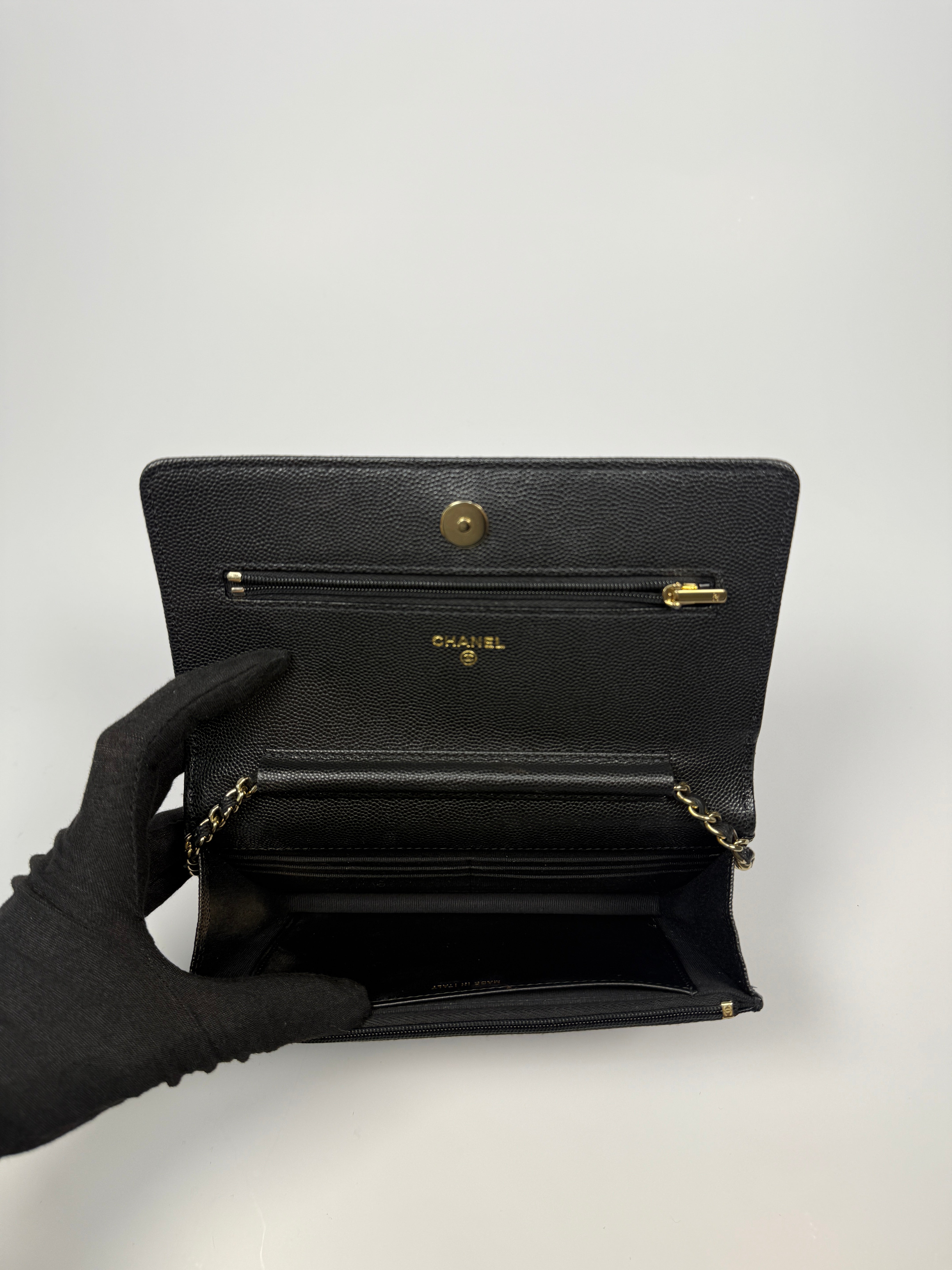 Chanel Wallet On Chain Black Caviar Leather With Gold Hardware Authentic and preloved in excellent condition