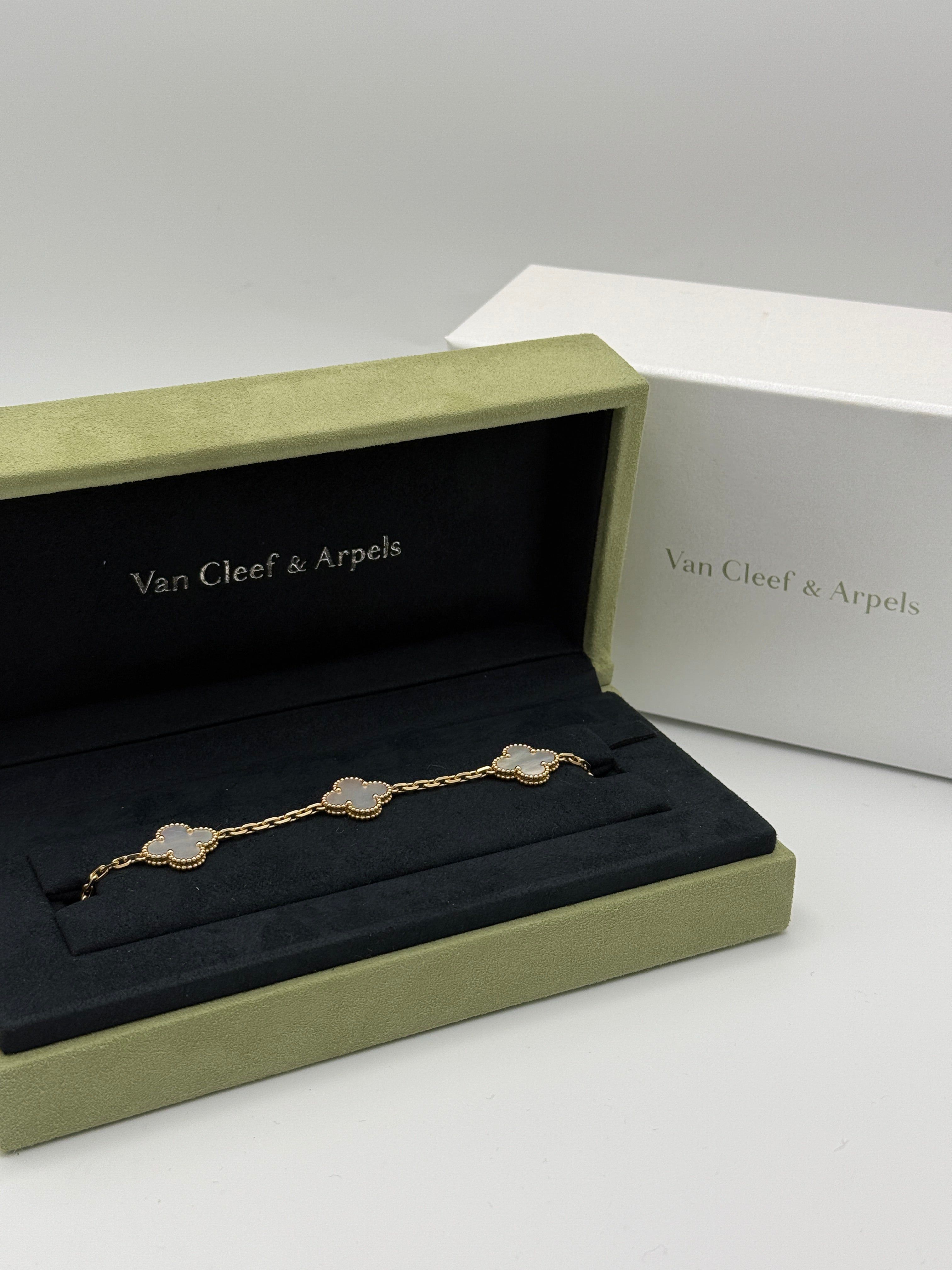 Van Cleef & Arpels Vintage Alhambra Bracelet, 5 Motifs Mother Of Pearl