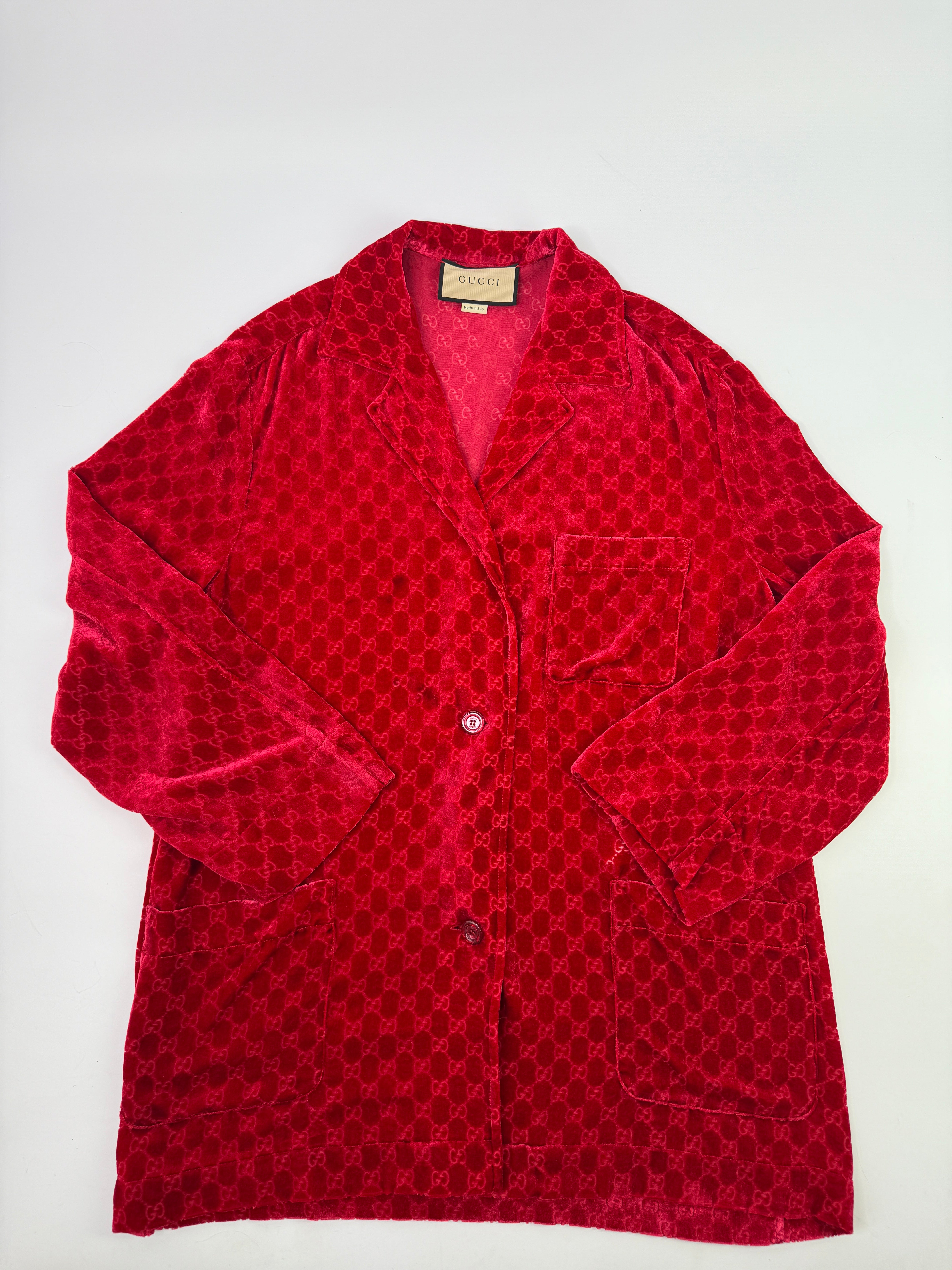 Gucci GG Devoré-velvet shirt and Trouser Set (Size 44/UK12)