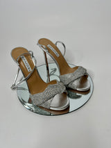Aquazzura Silver Crystal Twist Heels (Size 38.5/UK 5.5)