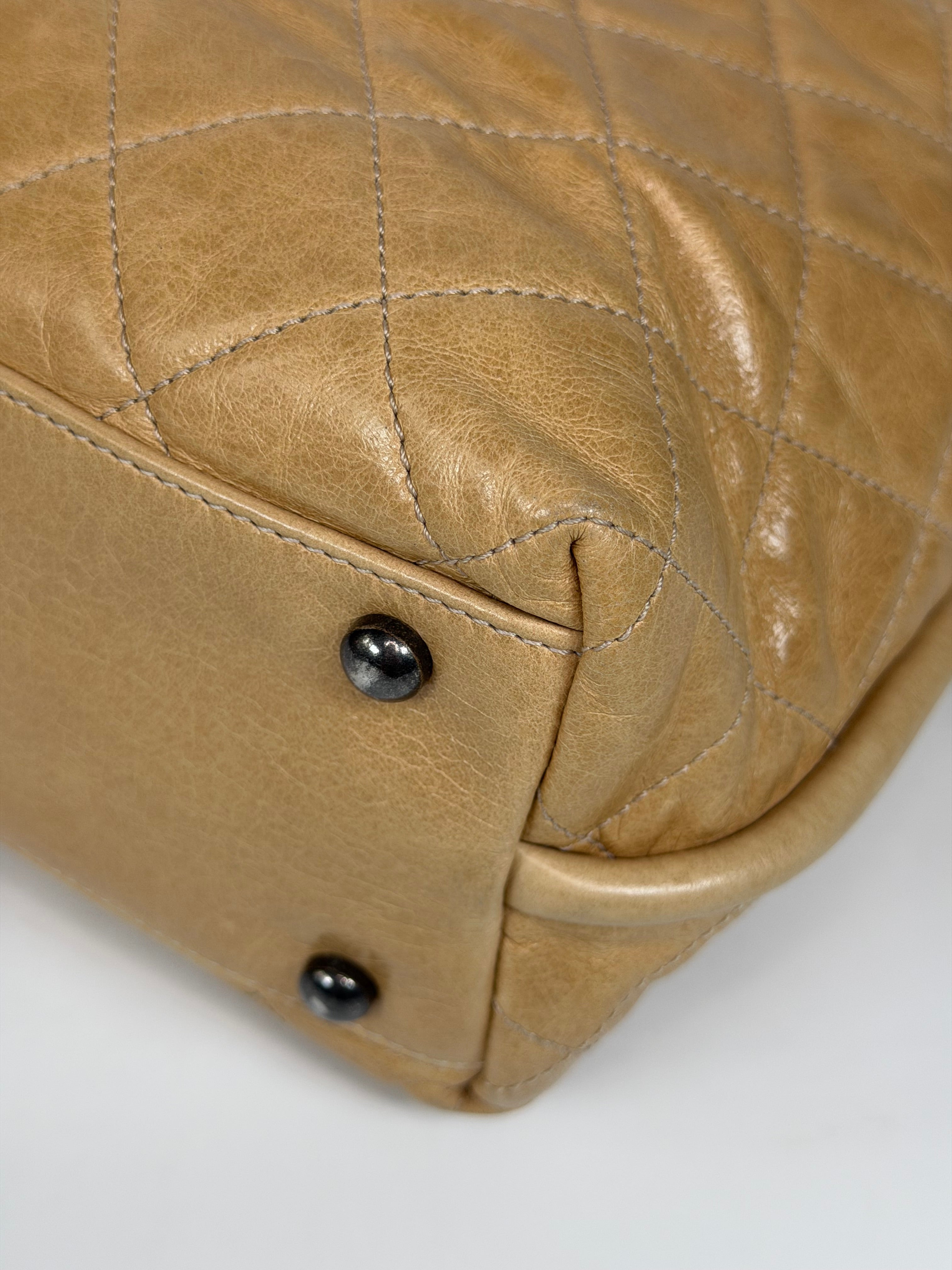 Chanel Large 31 Flap Bag In Beige Calfskin With Ruthenium Hardware. Authentic and preloved in very good condition. Insured next day delivery. Verified by Luxe cheshire